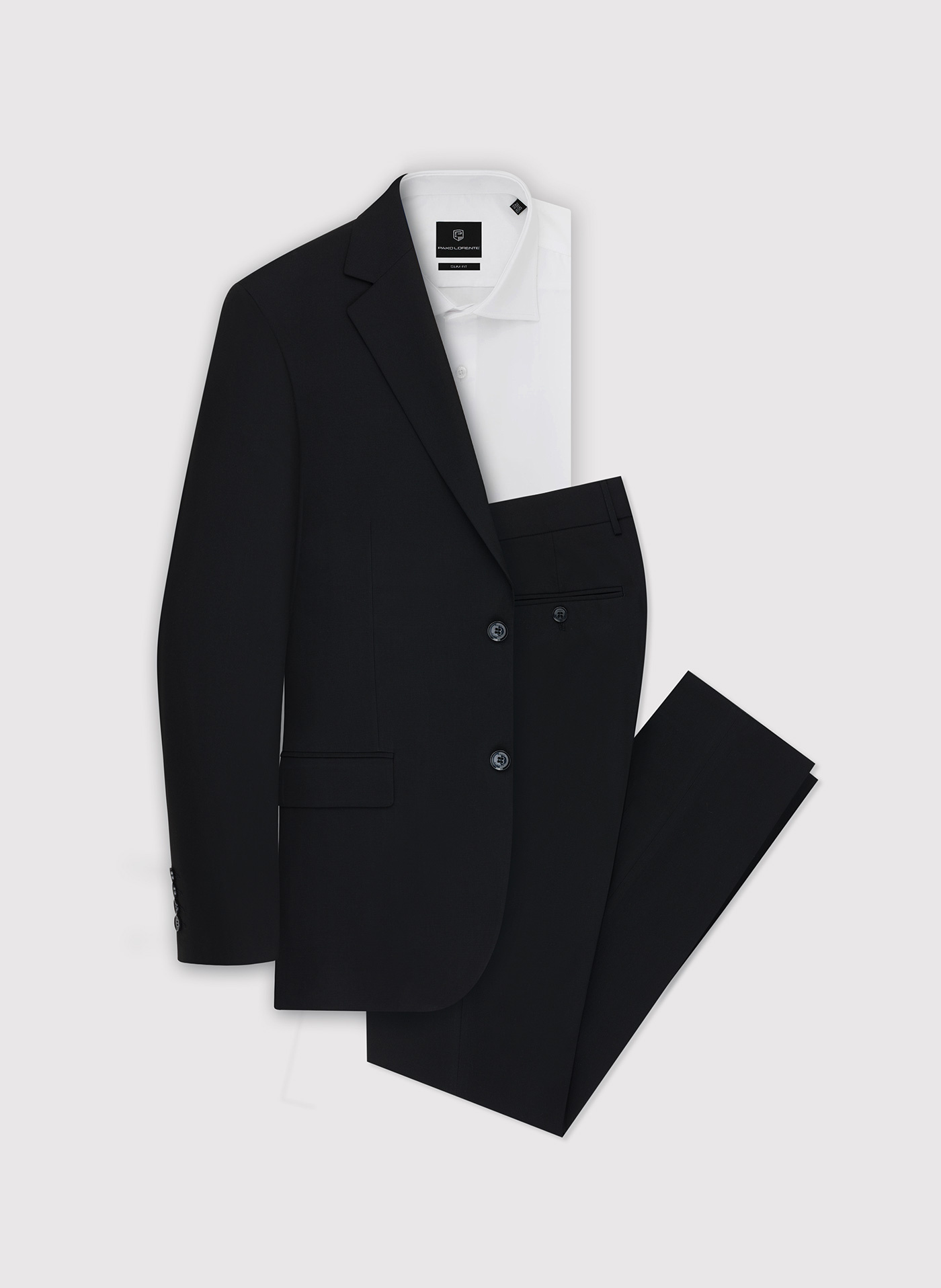 PAKO LORENTE - Gładki czarny garnitur męski