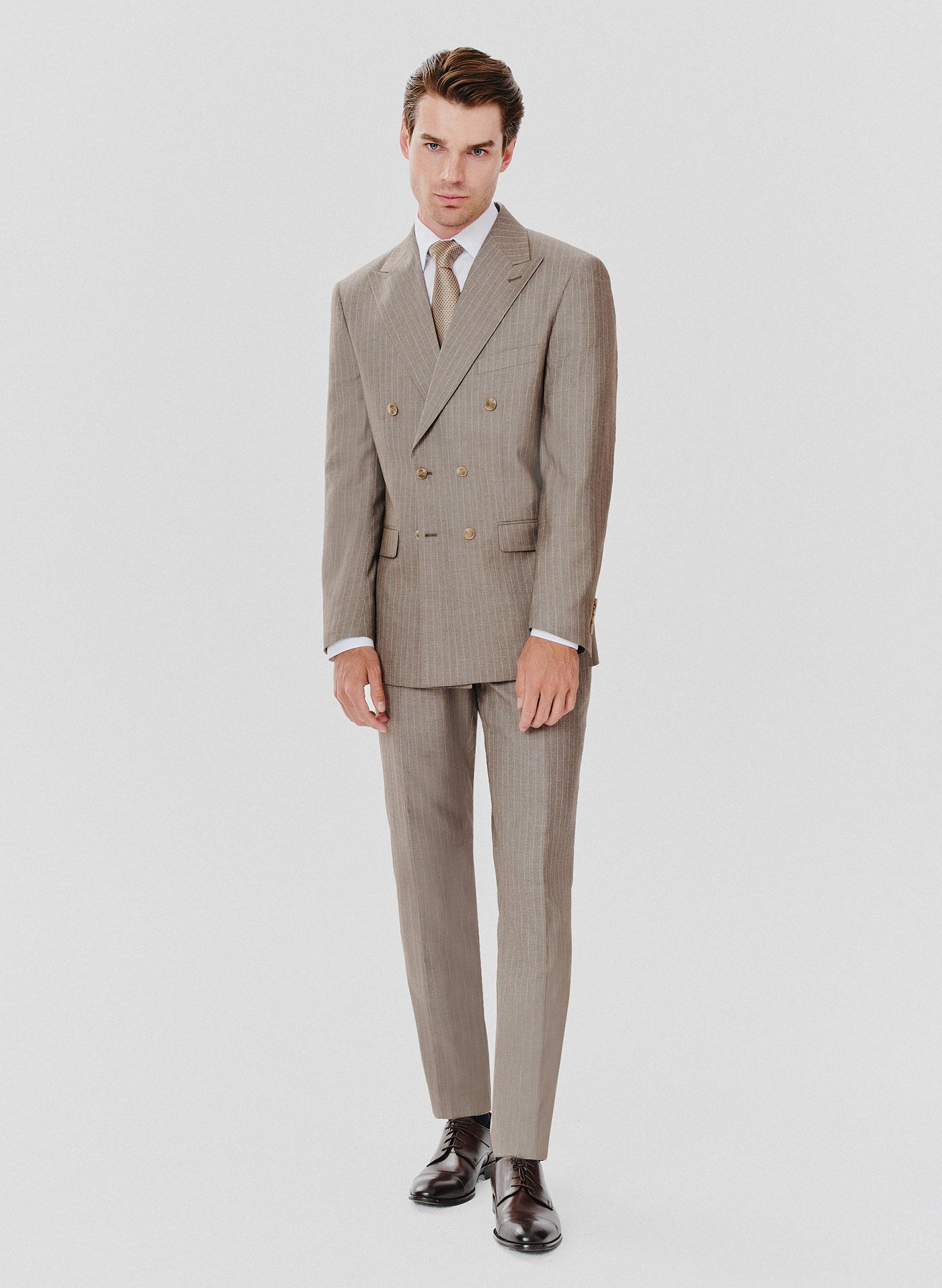 PAKO LORENTE – Beżowa marynarka garniturowa w prążki