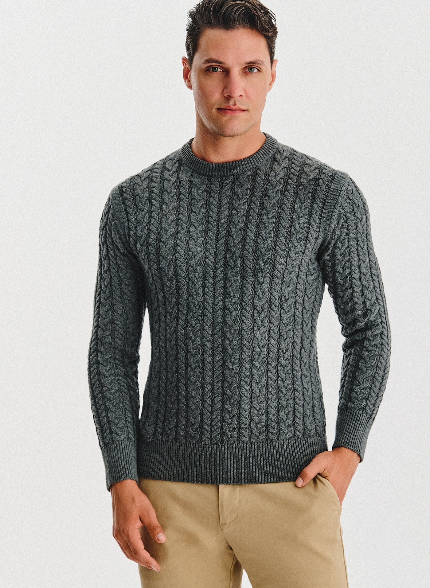 PAKO LORENTE - szary sweter męski z kaszmirem