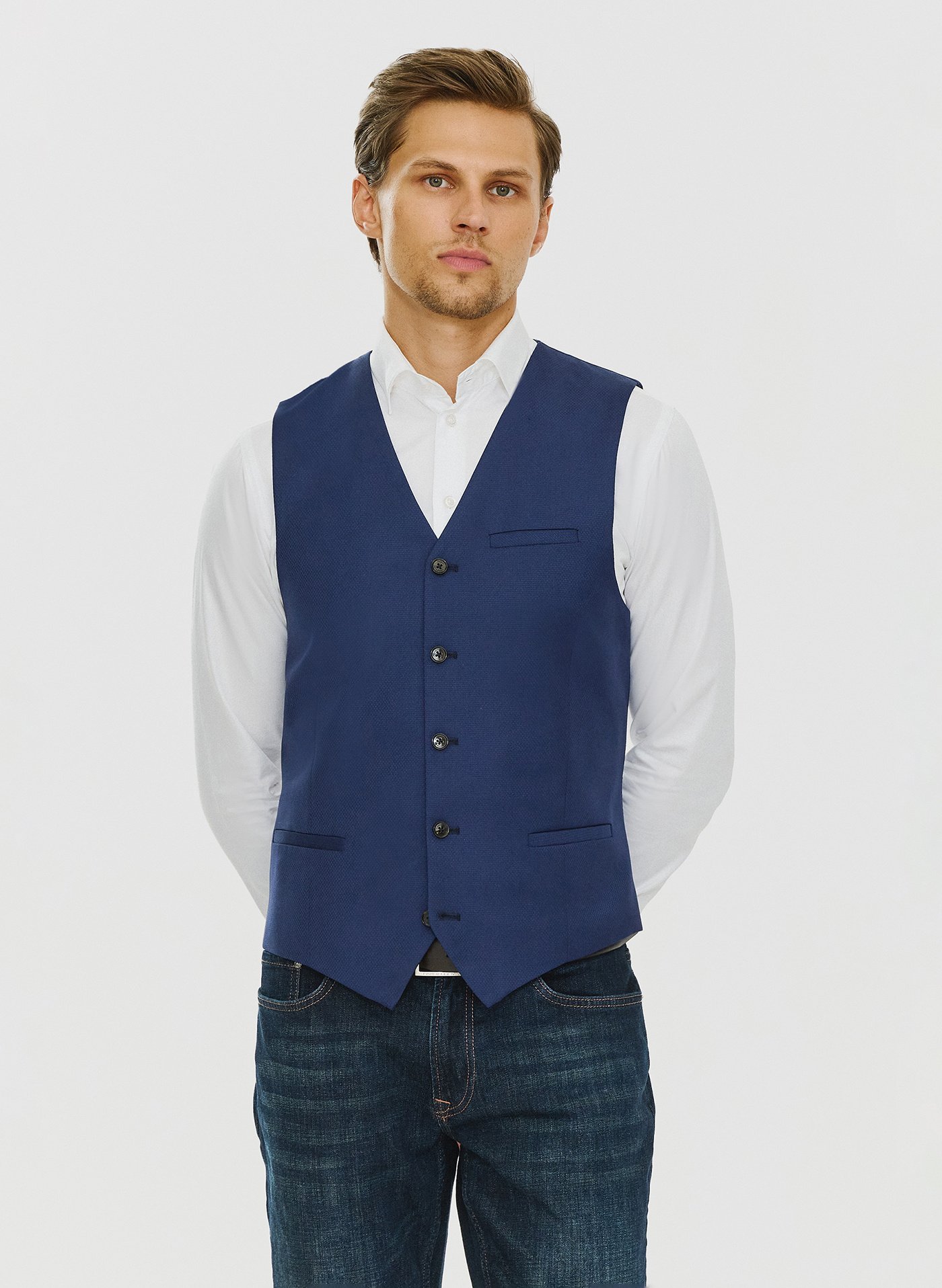 PAKO LORENTE – Granatowa męska elegancka kamizelka