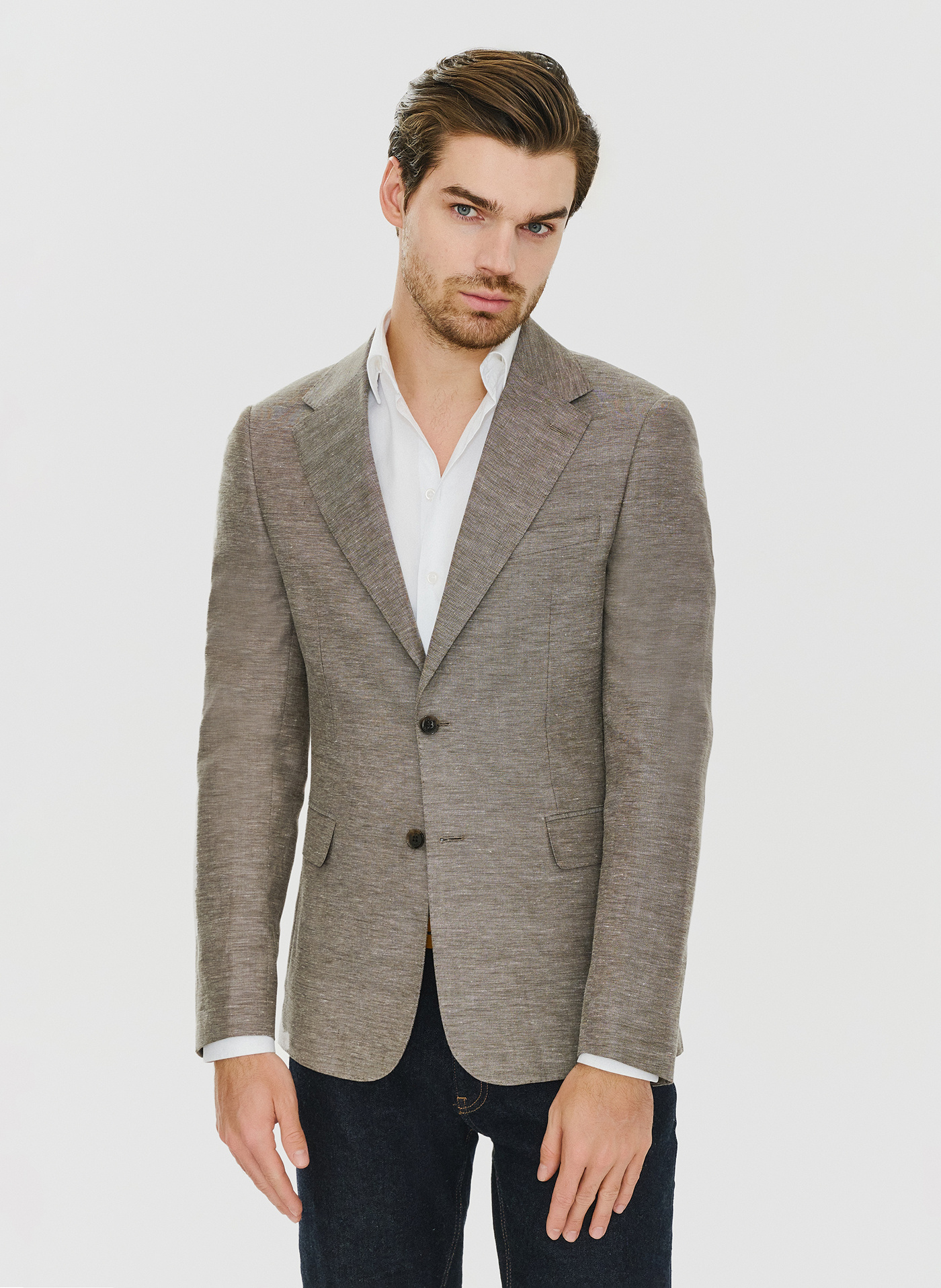 PAKO LORENTE – Brązowa marynarka z lnem