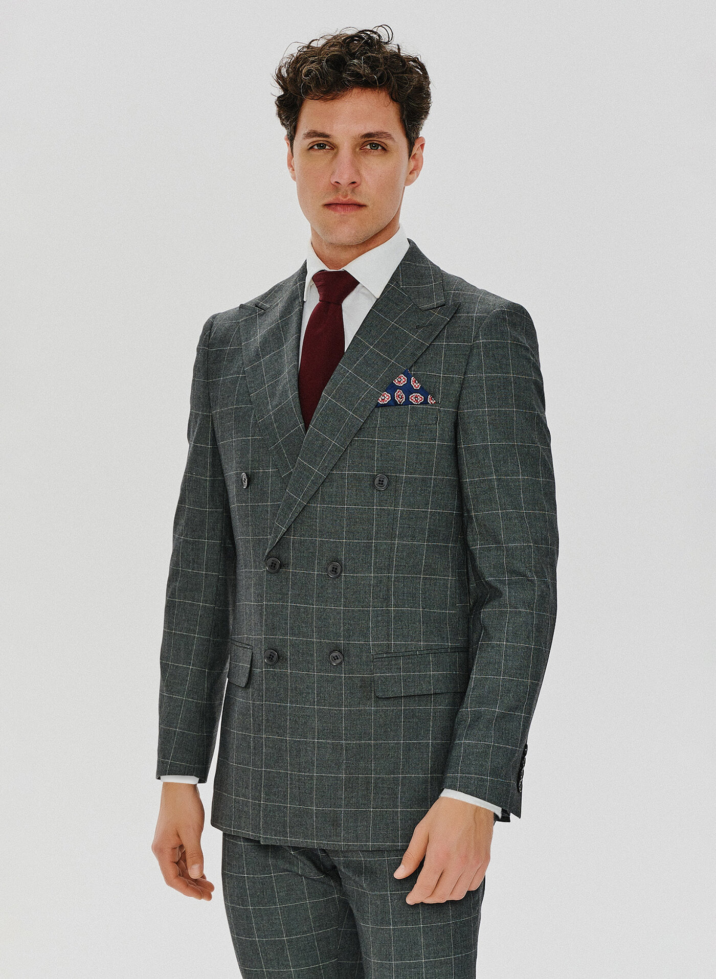 PAKO LORENTE – Szara dwurzędowa marynarka w kratę