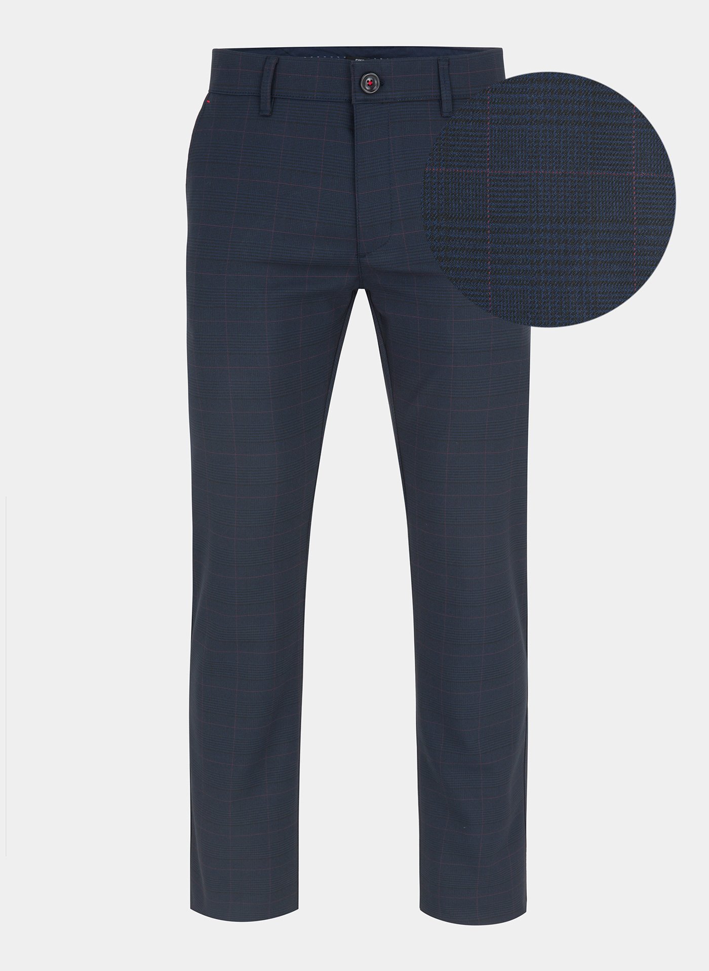 PAKO LORENTE – Granatowe spodnie męskie NIMA w subtelną kratę P000B-WX-214-G