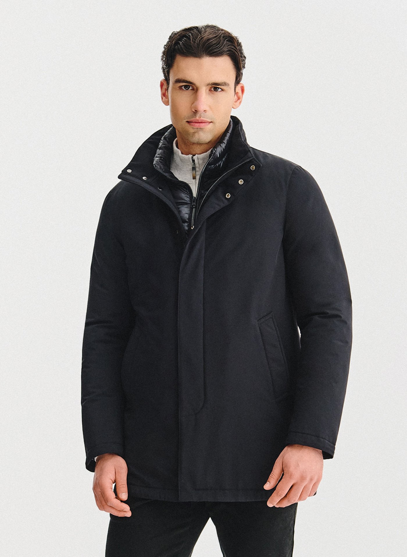 PAKO LORENTE - Czarna kurtka z odpinanym kołnierzem