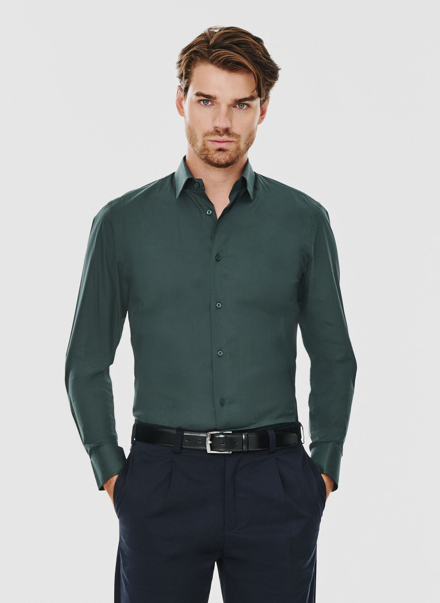 PAKO LORENTE – Zielona koszula męska długi rękaw