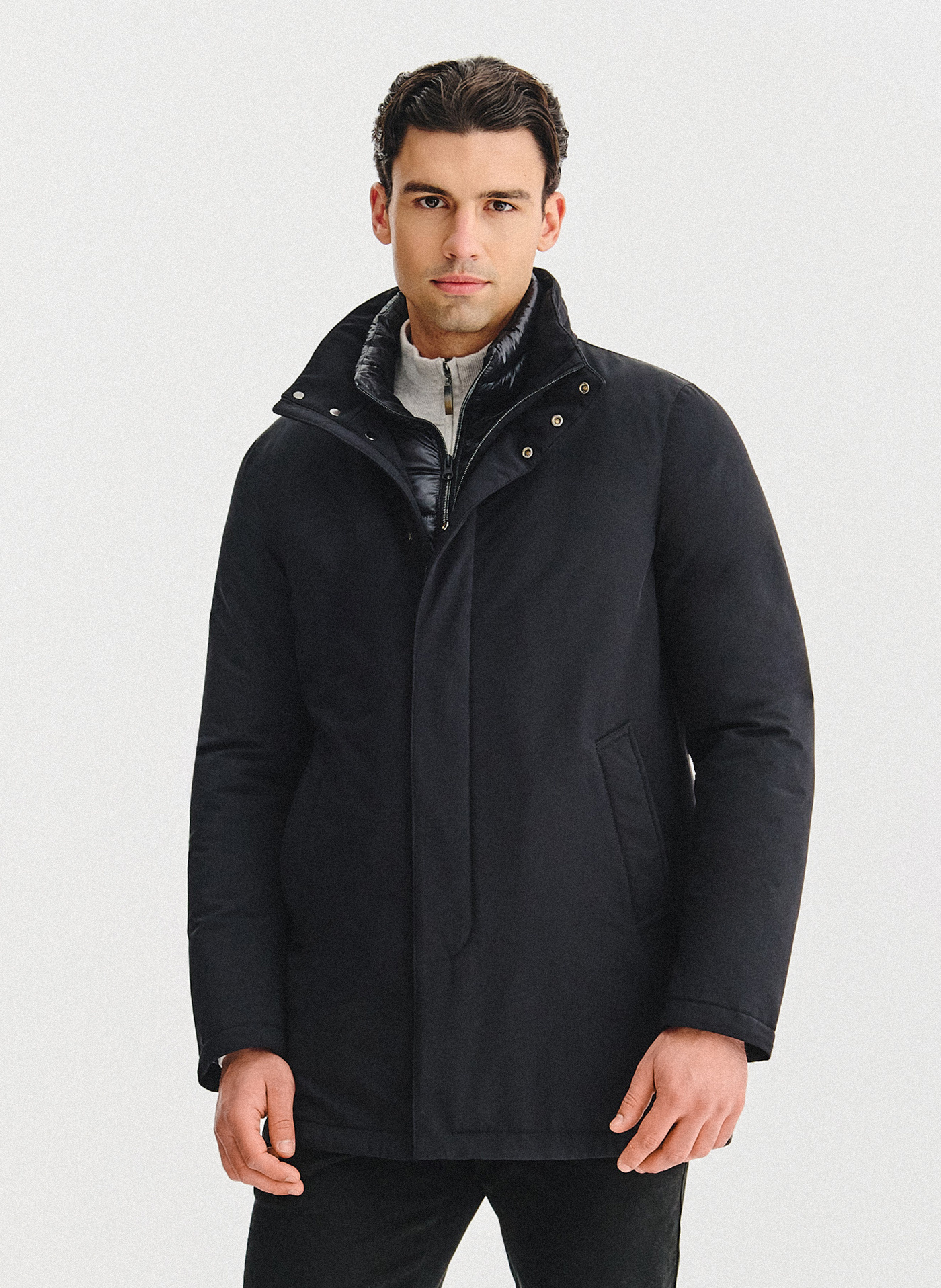 PAKO LORENTE - Czarna kurtka z odpinanym kołnierzem