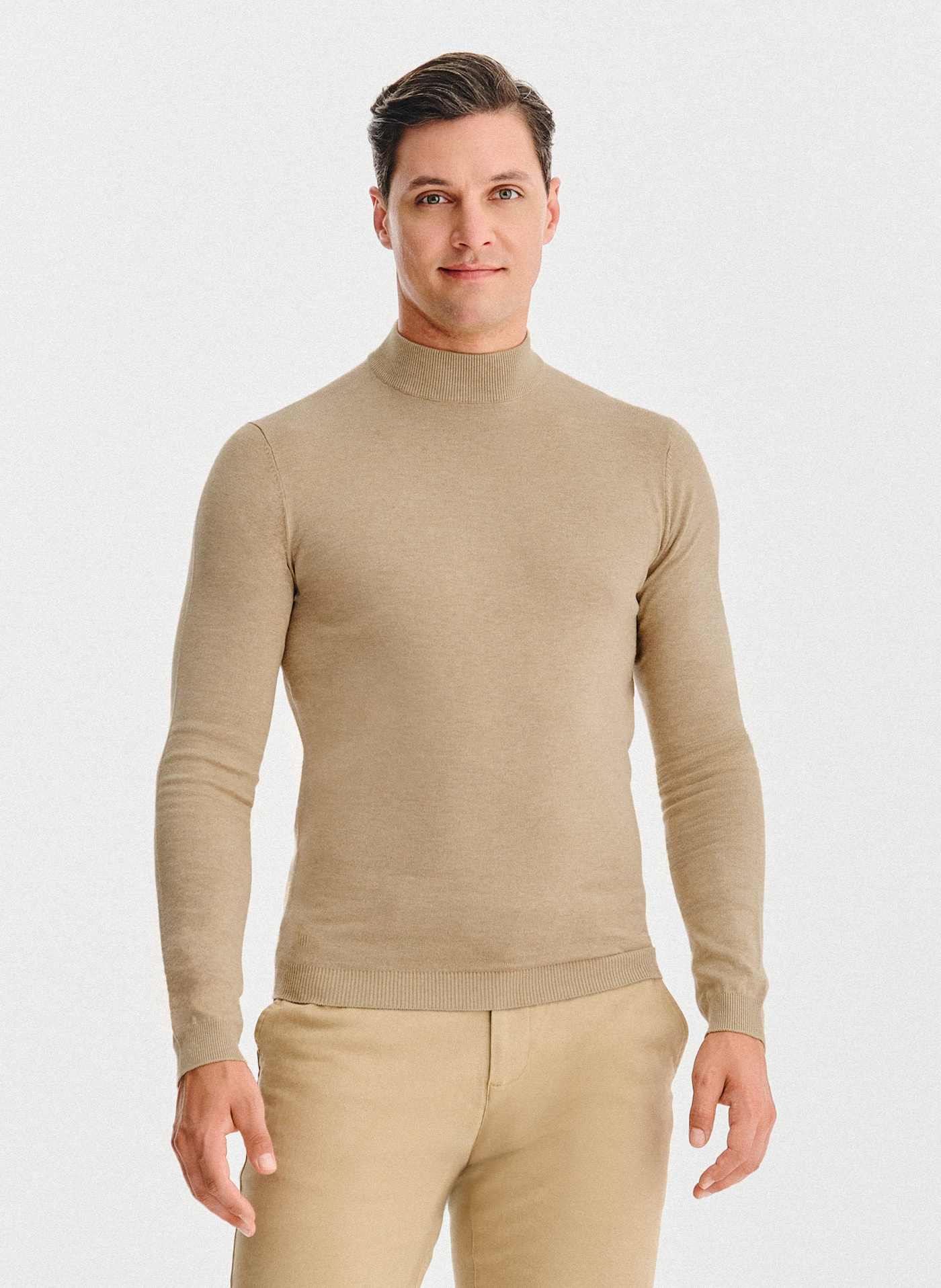 PAKO LORENTE - Półgolf męski w beżowym kolorze