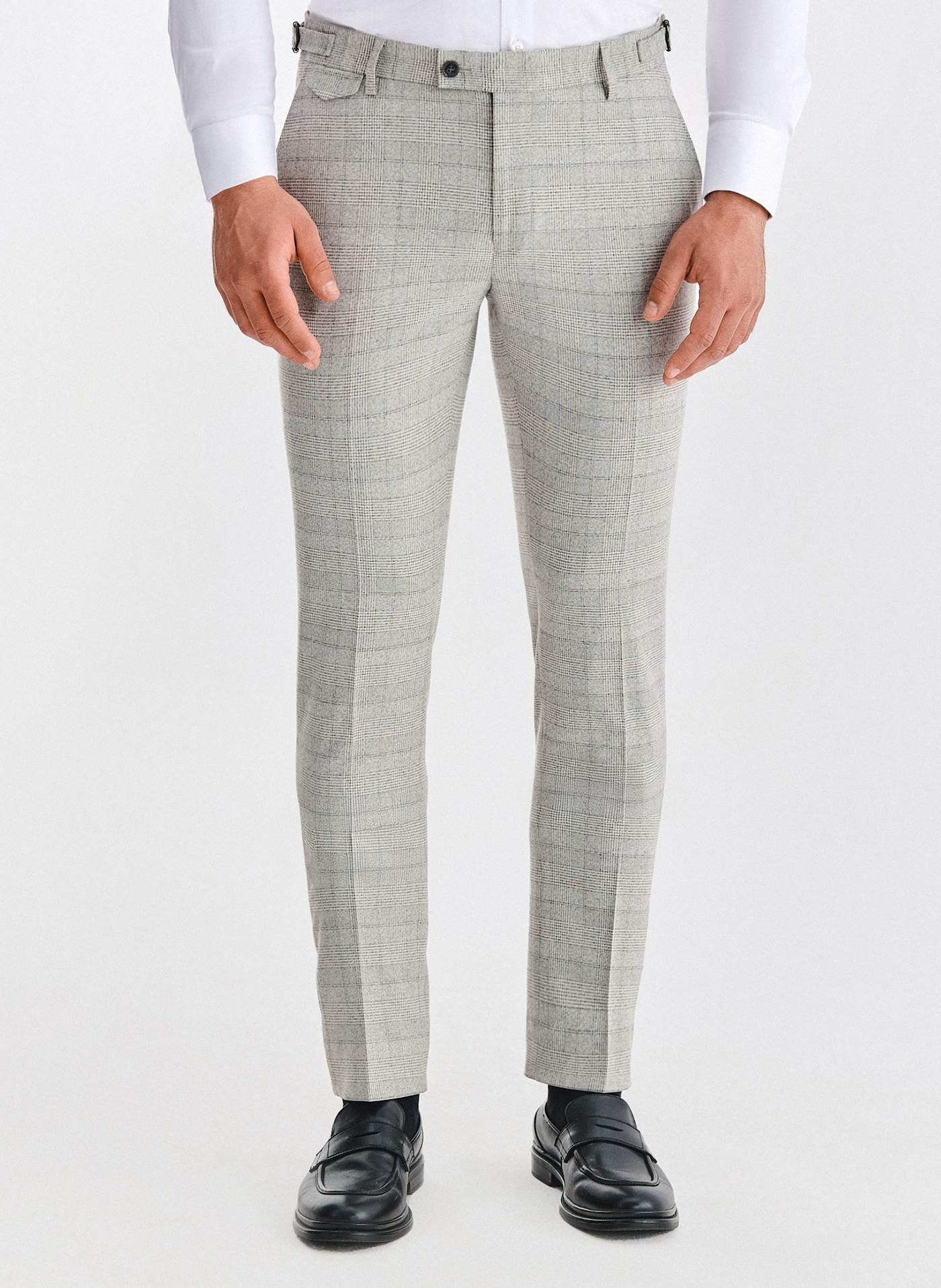 PAKO LORENTE – Szare spodnie garniturowe w kratkę