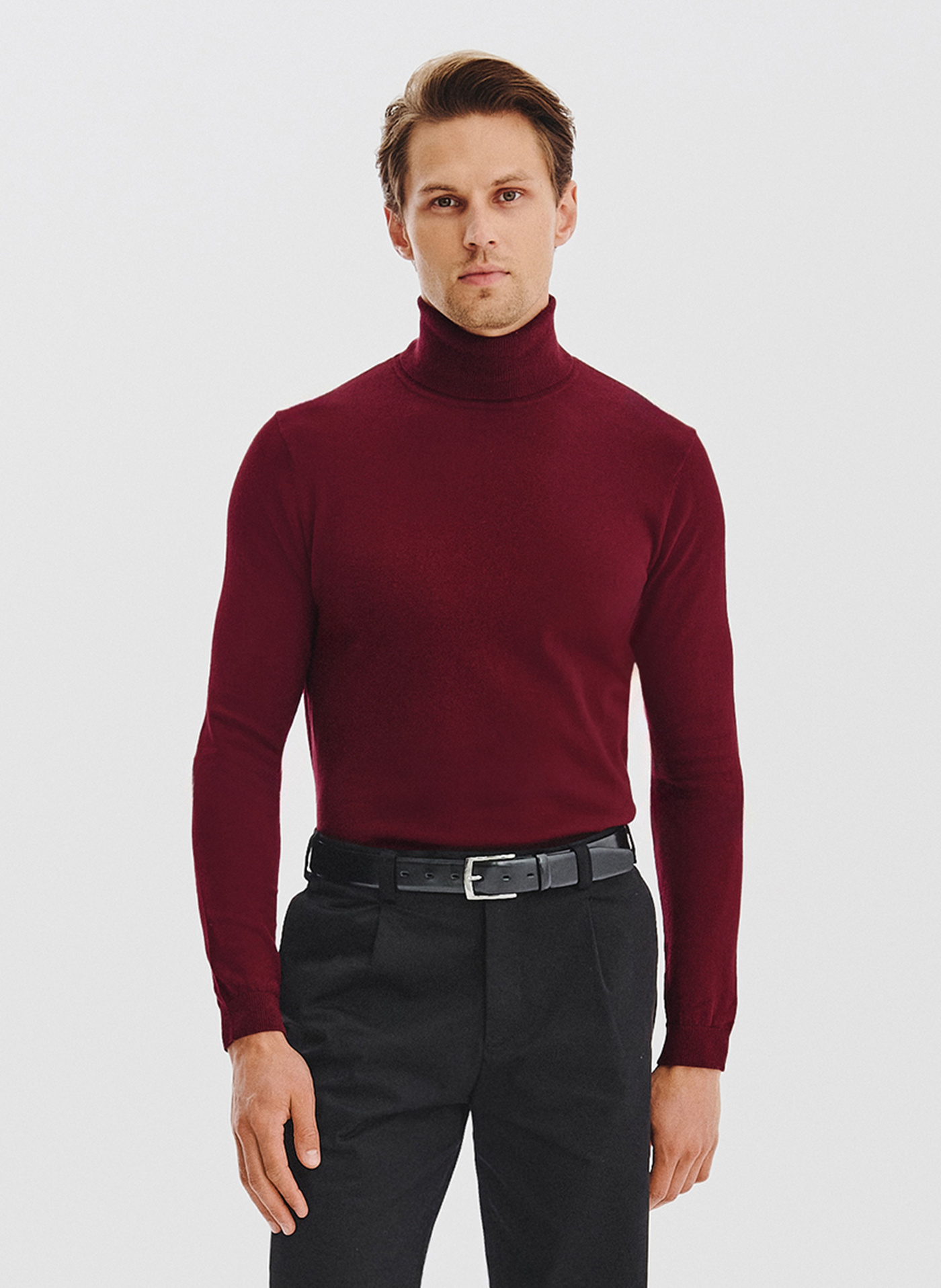 PAKO LORENTE - Bordowy gładki golf męski