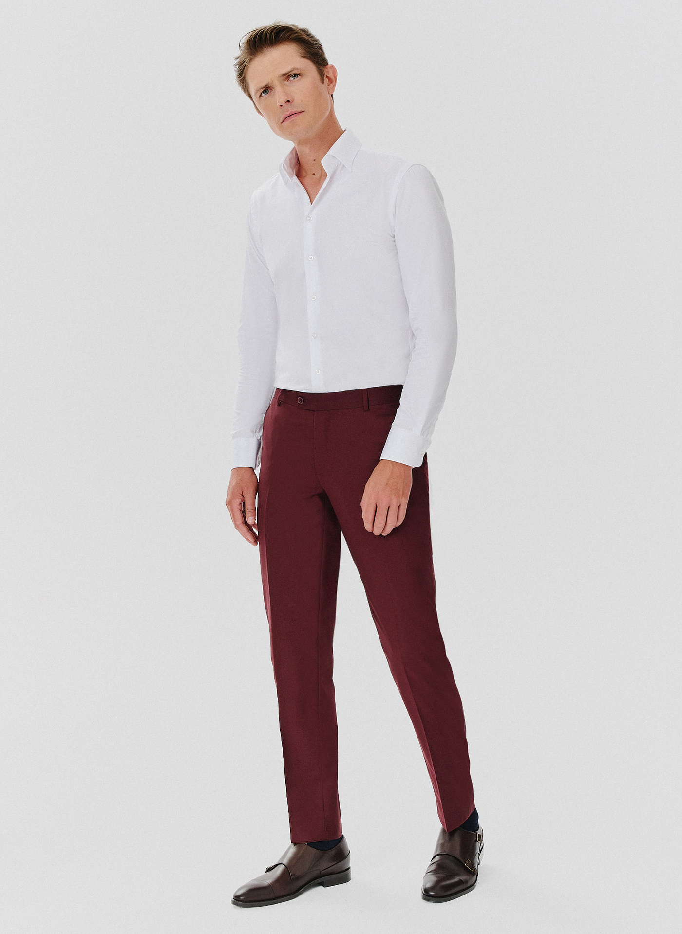 PAKO LORENTE – Spodnie garniturowe w kolorze burgundowym