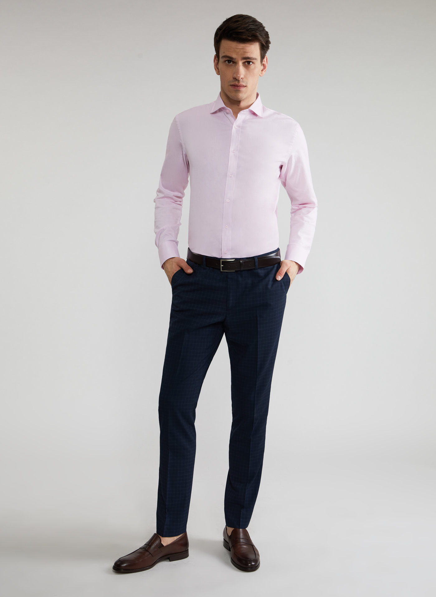 Granatowe spodnie garniturowe P21WF-6G-073-G-S