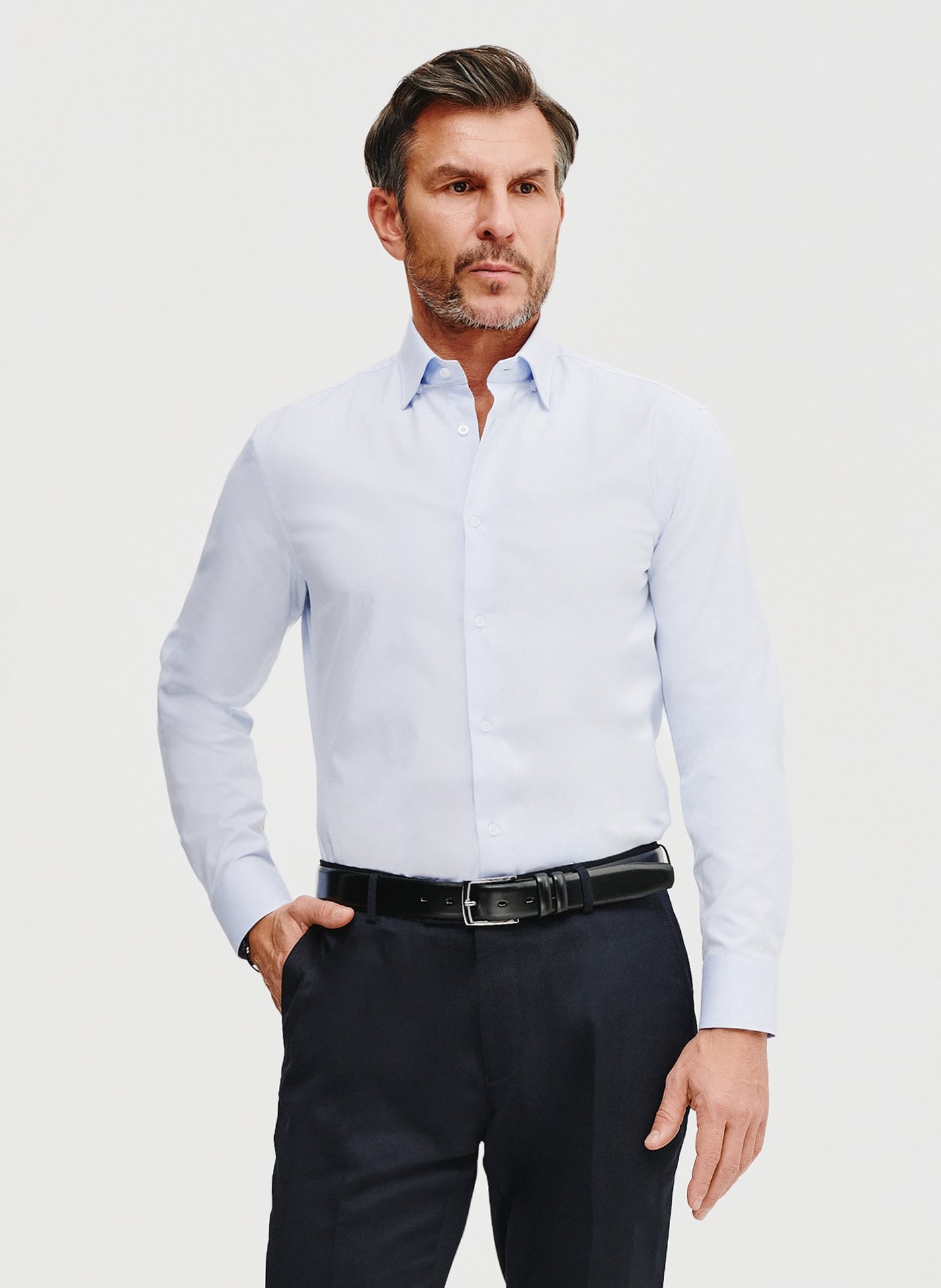 PAKO LORENTE – Gładka koszula męska w kolorze jasnoniebieskim