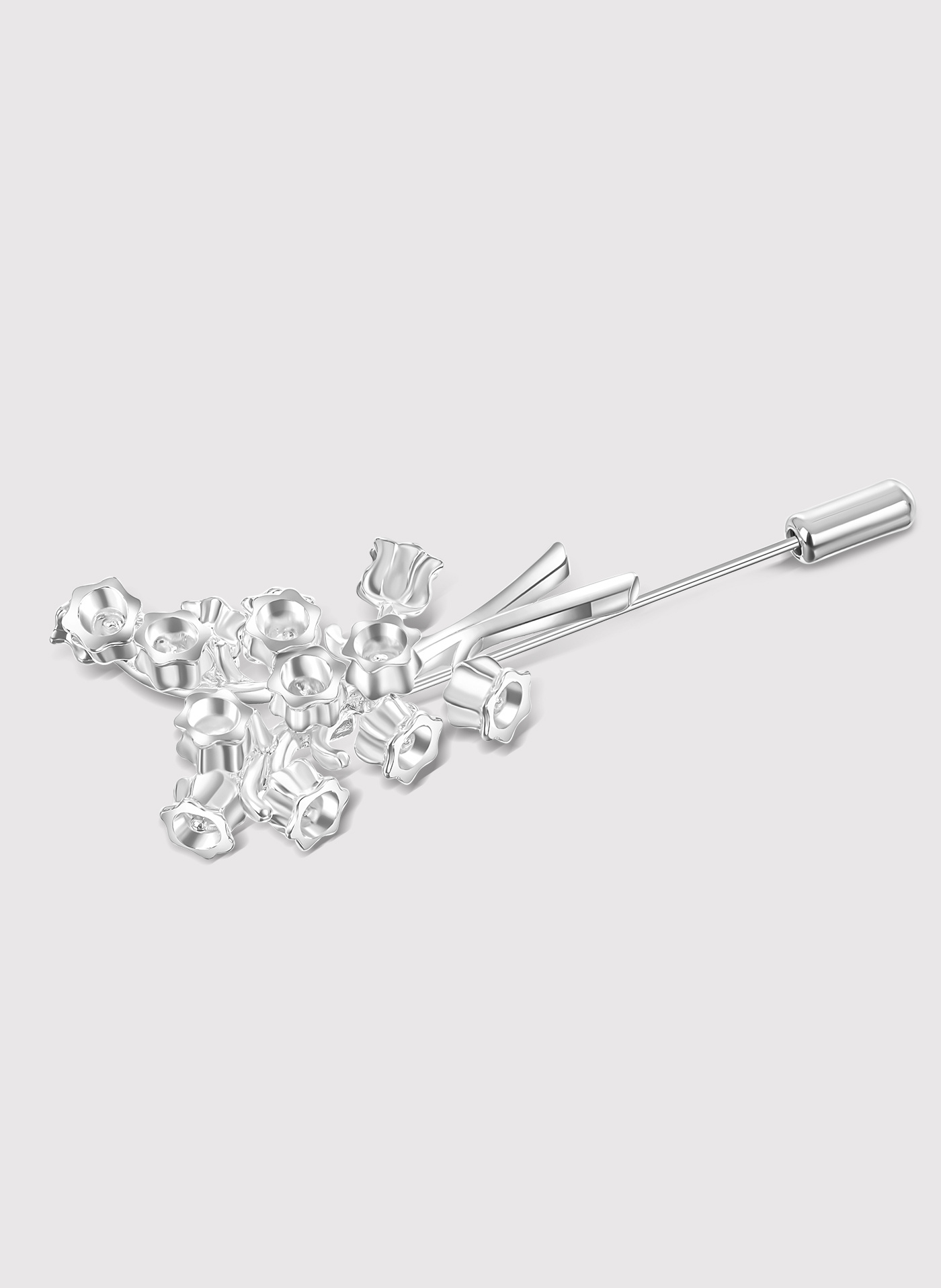 PAKO LORENTE - Srebrna szpilka do marynarki męskiej kwiaty