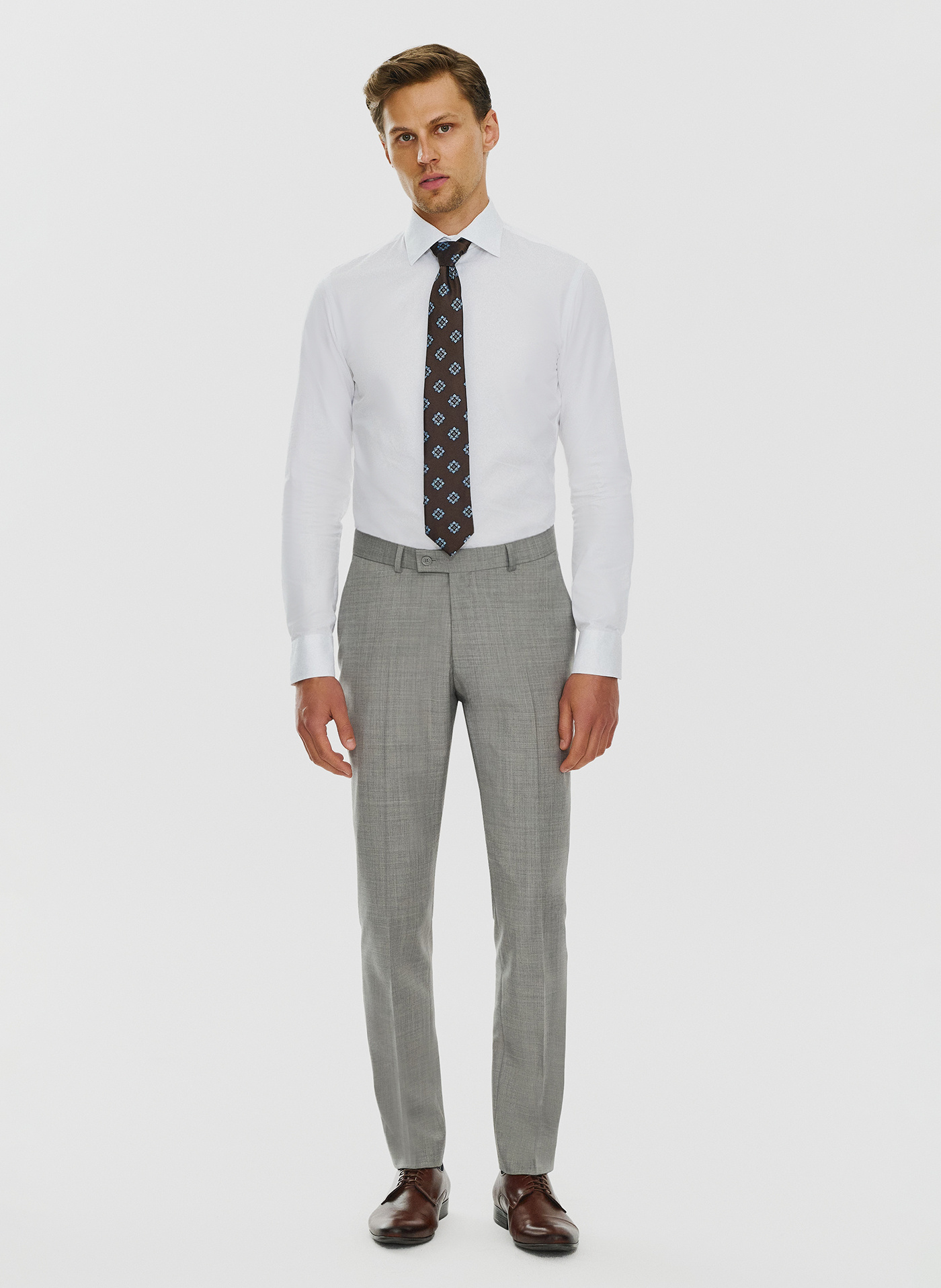 PAKO LORENTE – Męskie spodnie garniturowe w odcieniu szarym