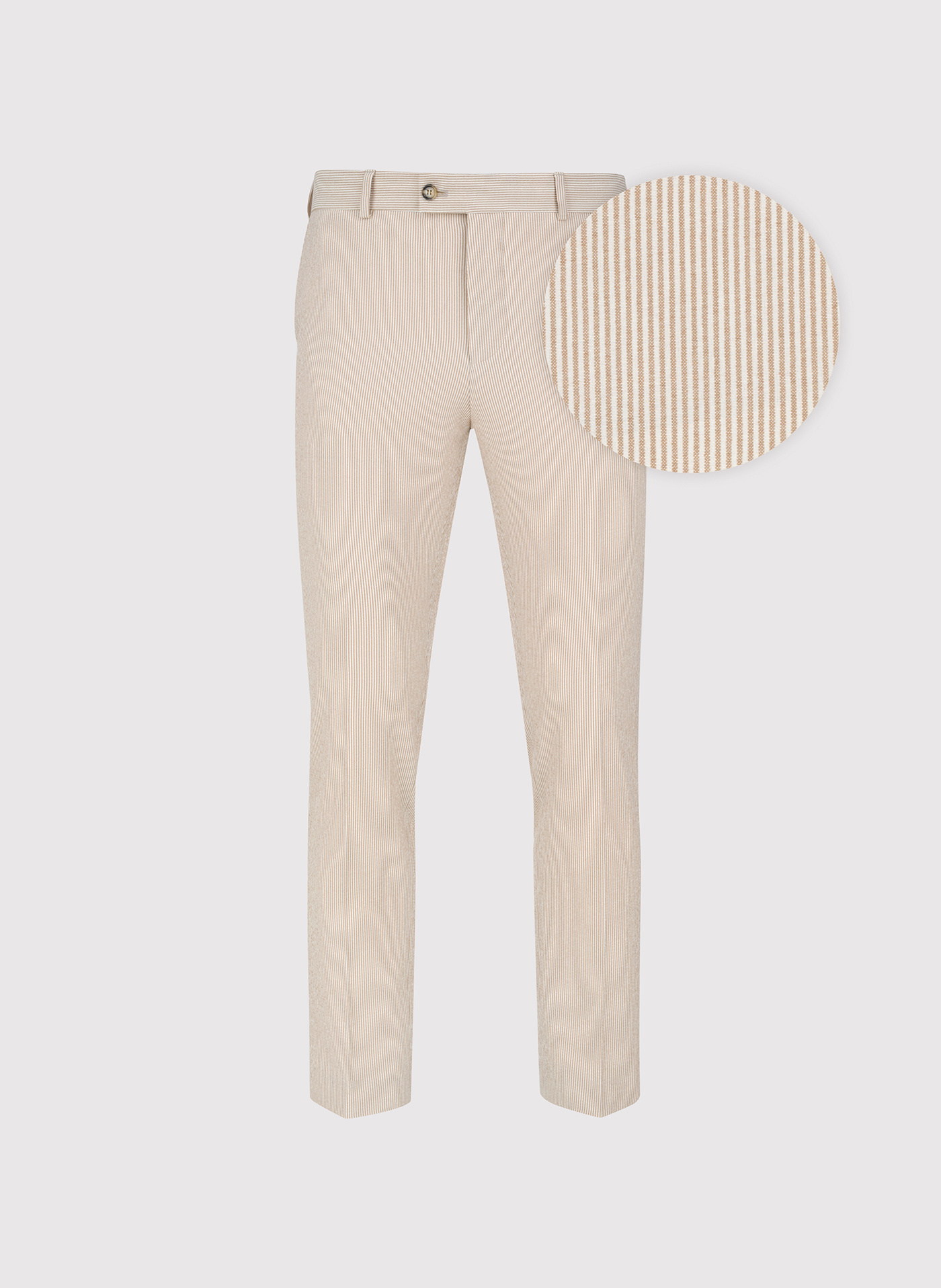 PAKO LORENTE - Beżowe spodnie ganiturowe w prążek