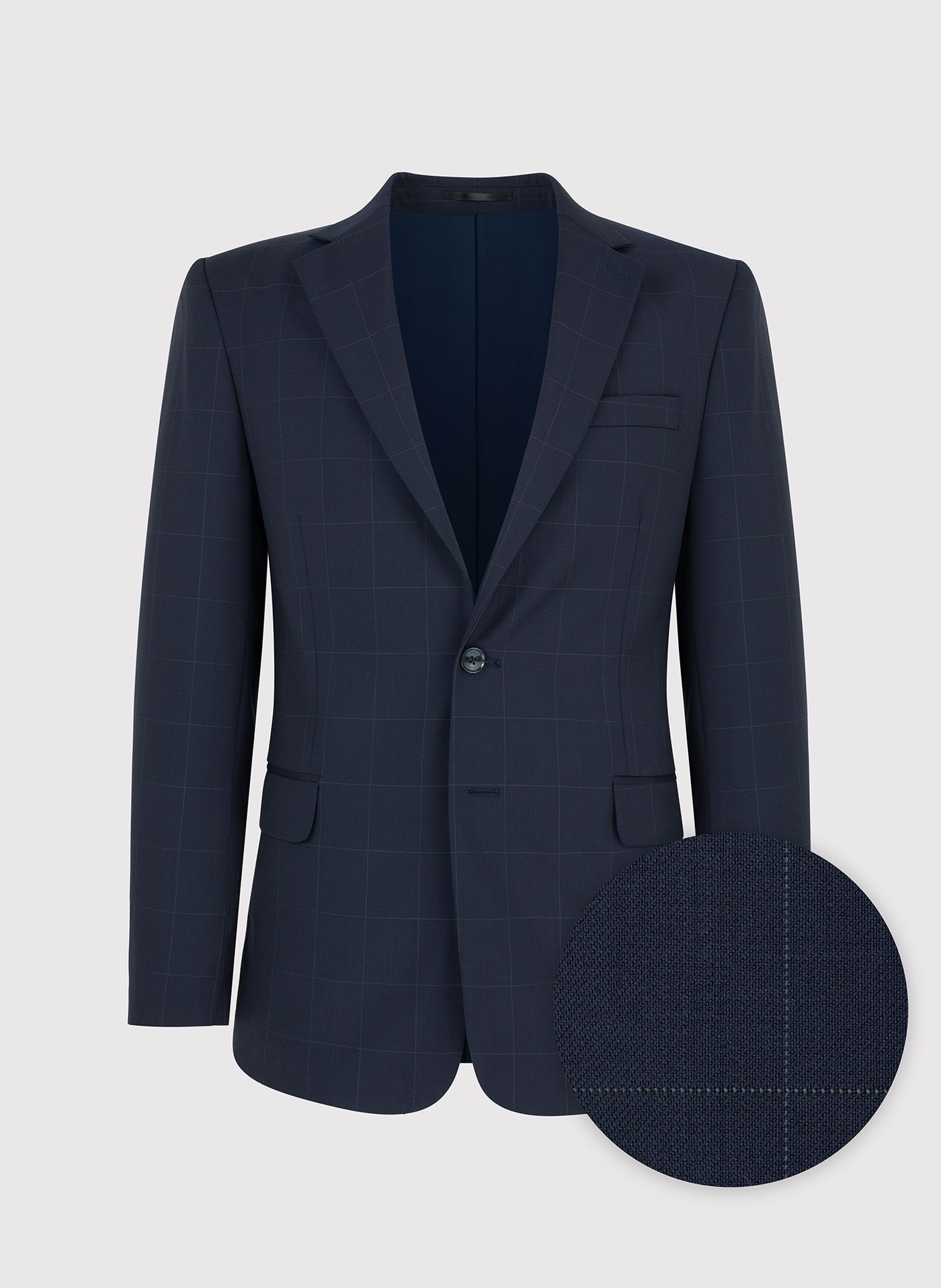 PAKO LORENTE – Granatowa wełniana marynarka garniturowa w kratę