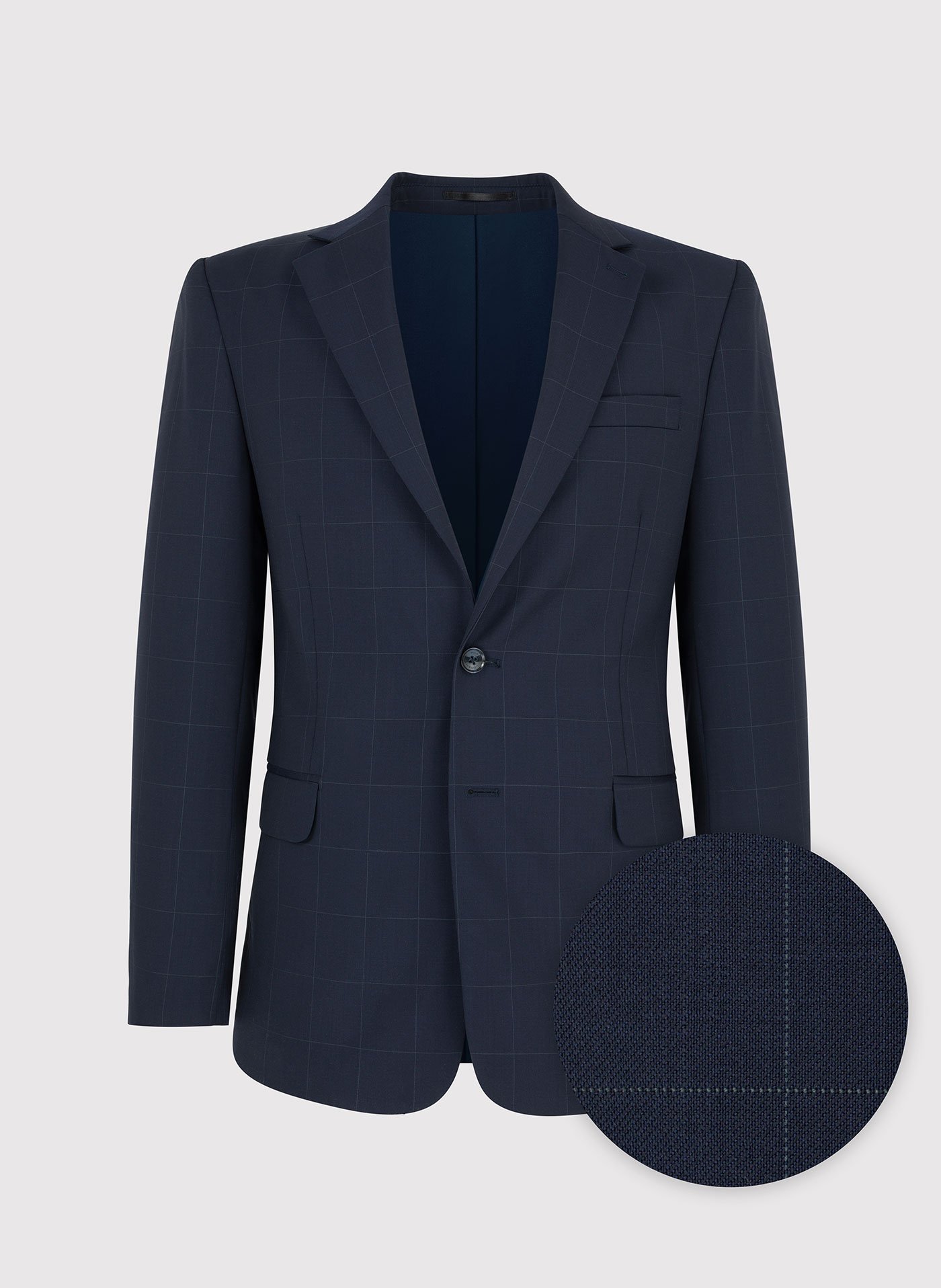 PAKO LORENTE – Granatowa wełniana marynarka garniturowa w kratę