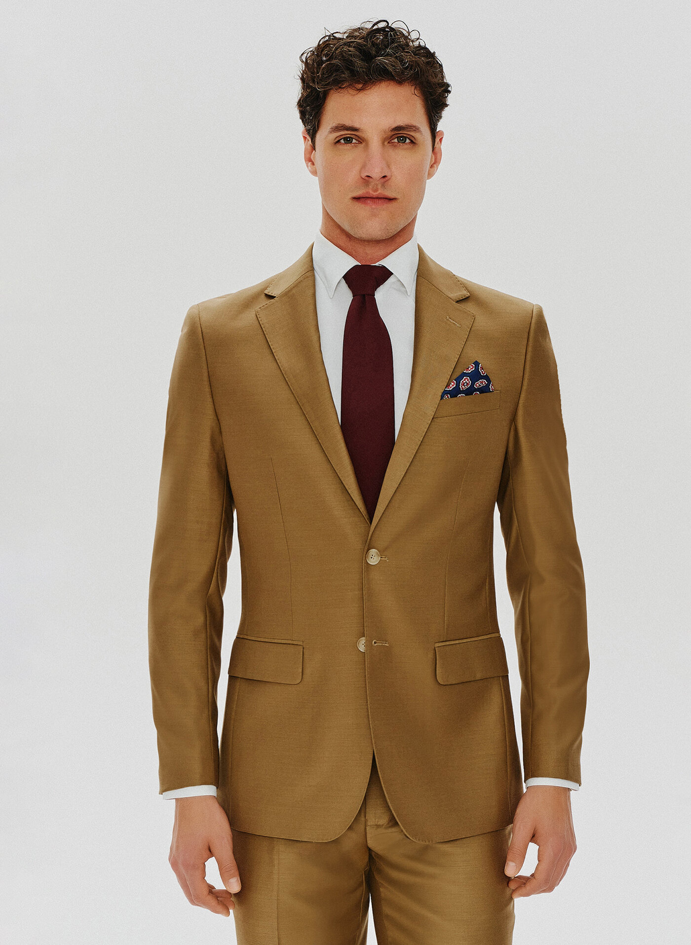 PAKO LORENTE – Jasnobrązowa garniturowa marynarka męska z wełną