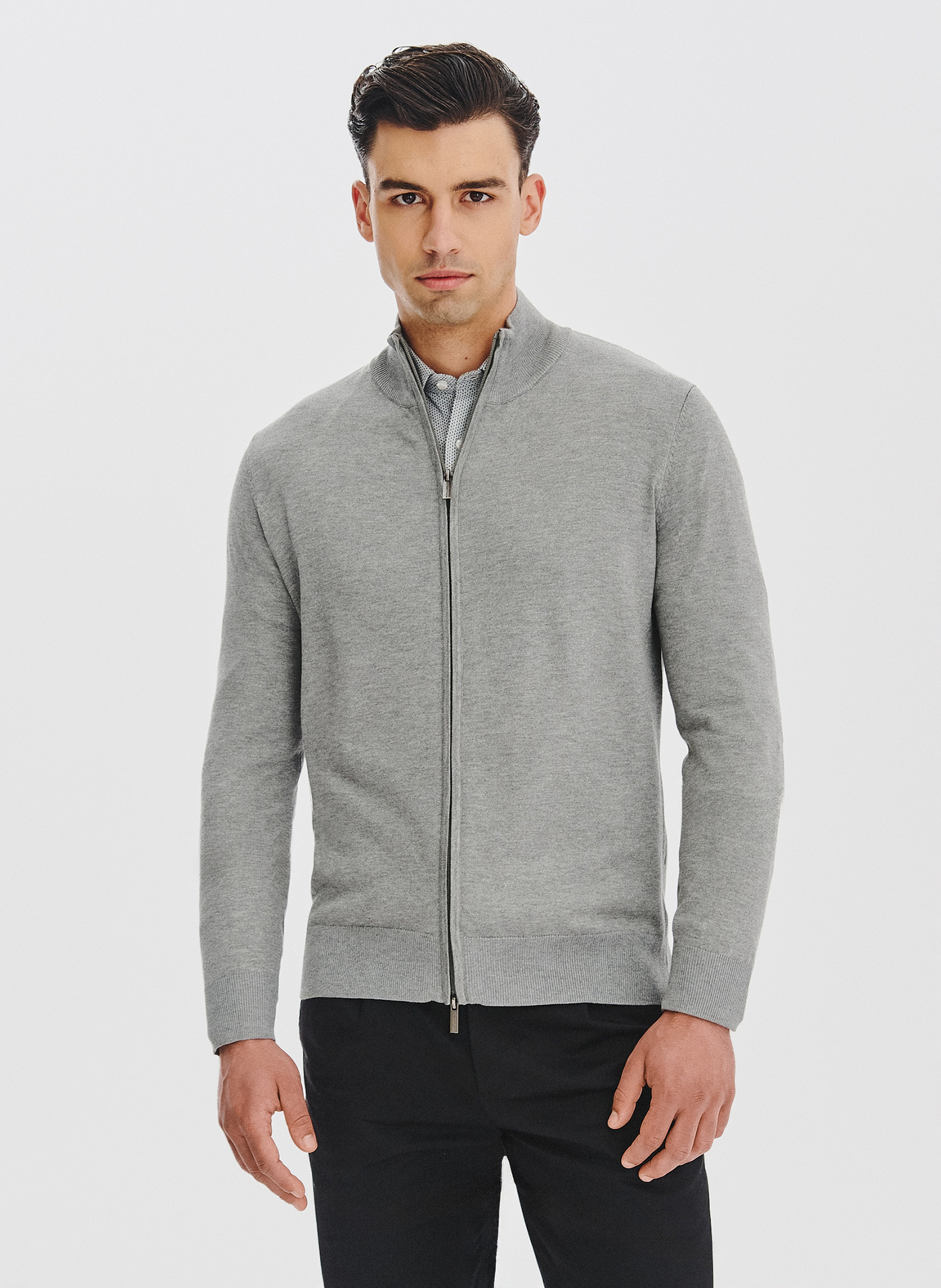 PAKO LORENTE - Szary rozpinany sweter męski