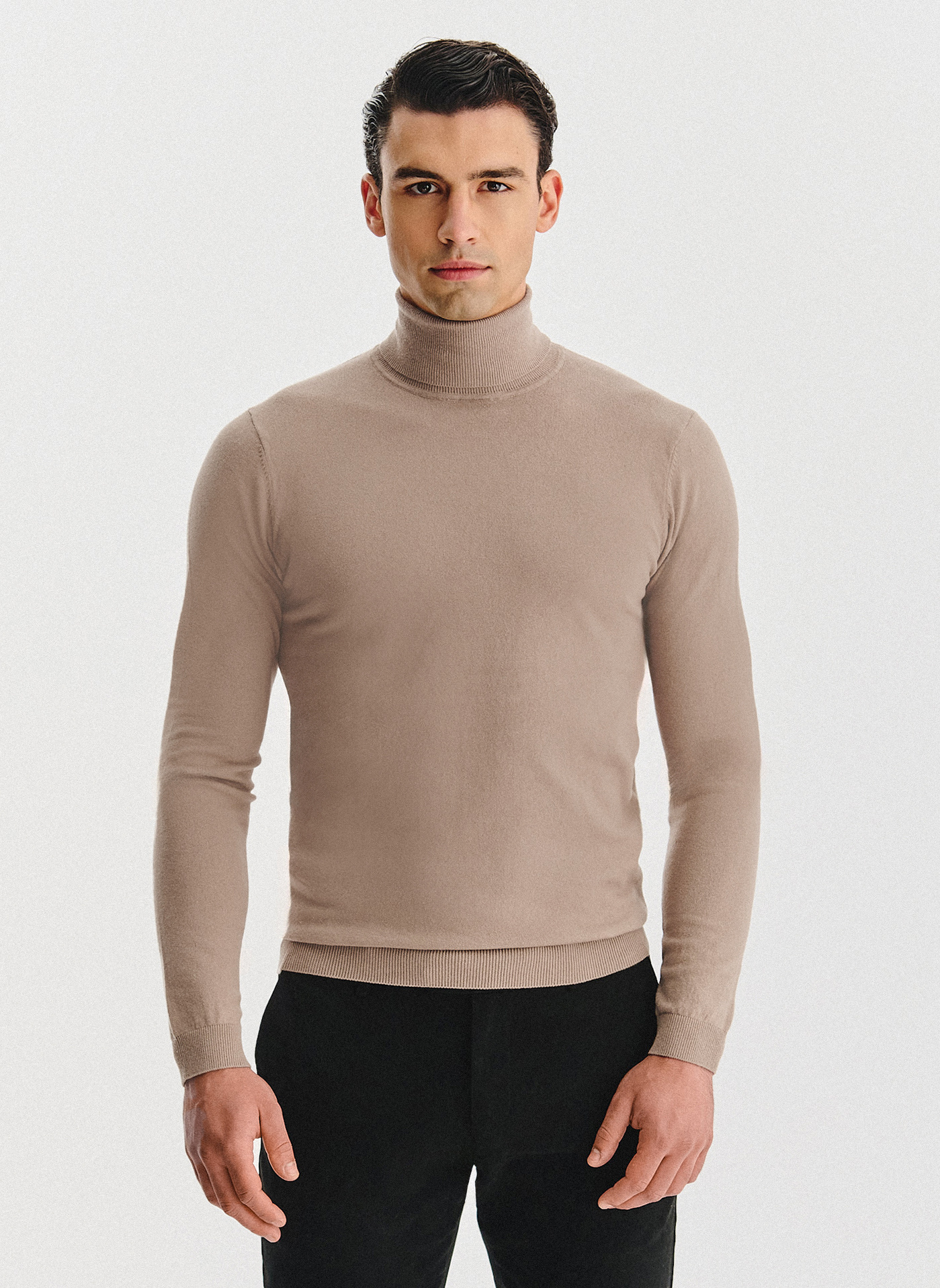 PAKO LORENTE - Beżowy gładki golf męski