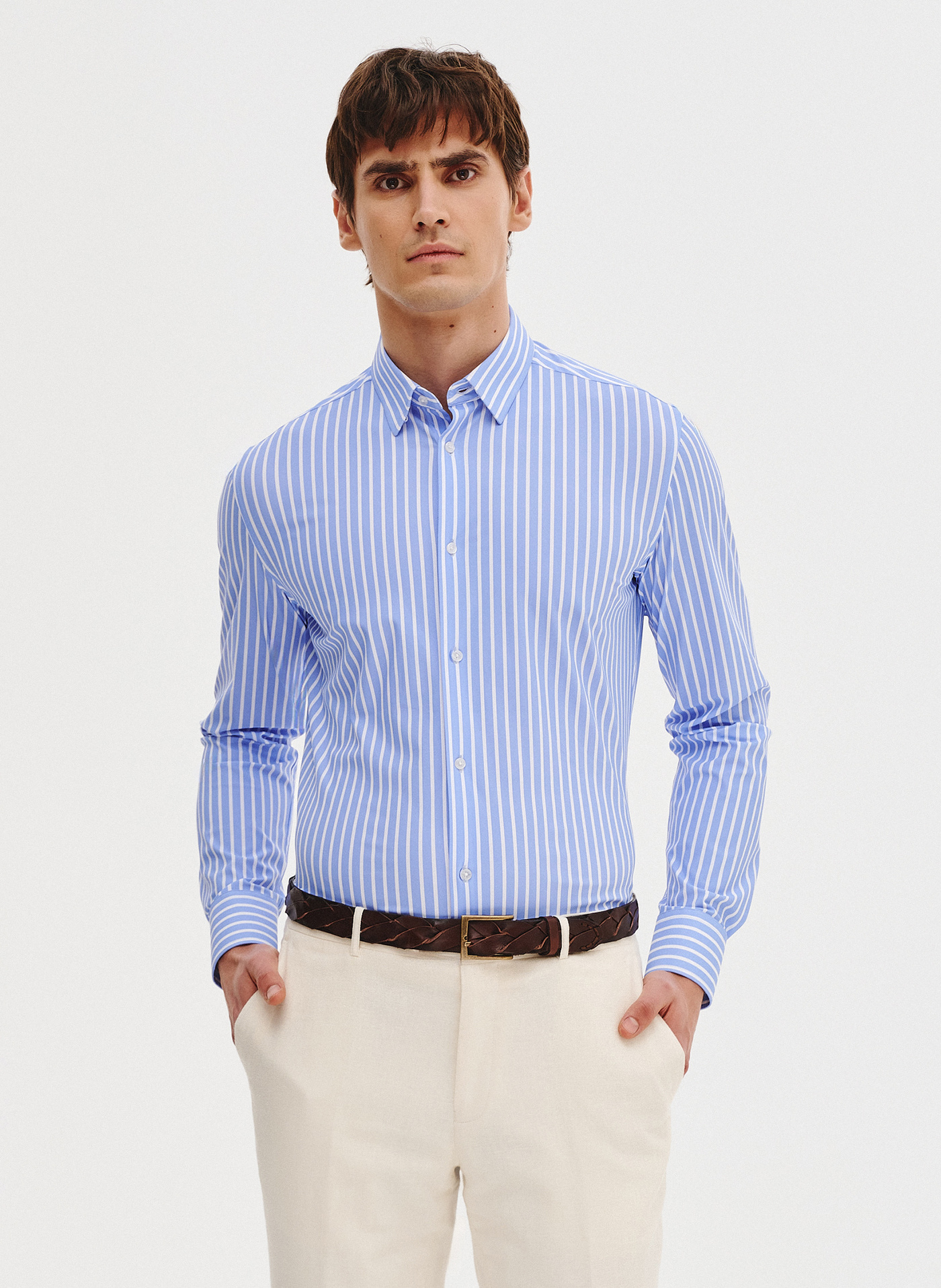 PAKO LORENTE - Dzianinowa koszula męska w paski