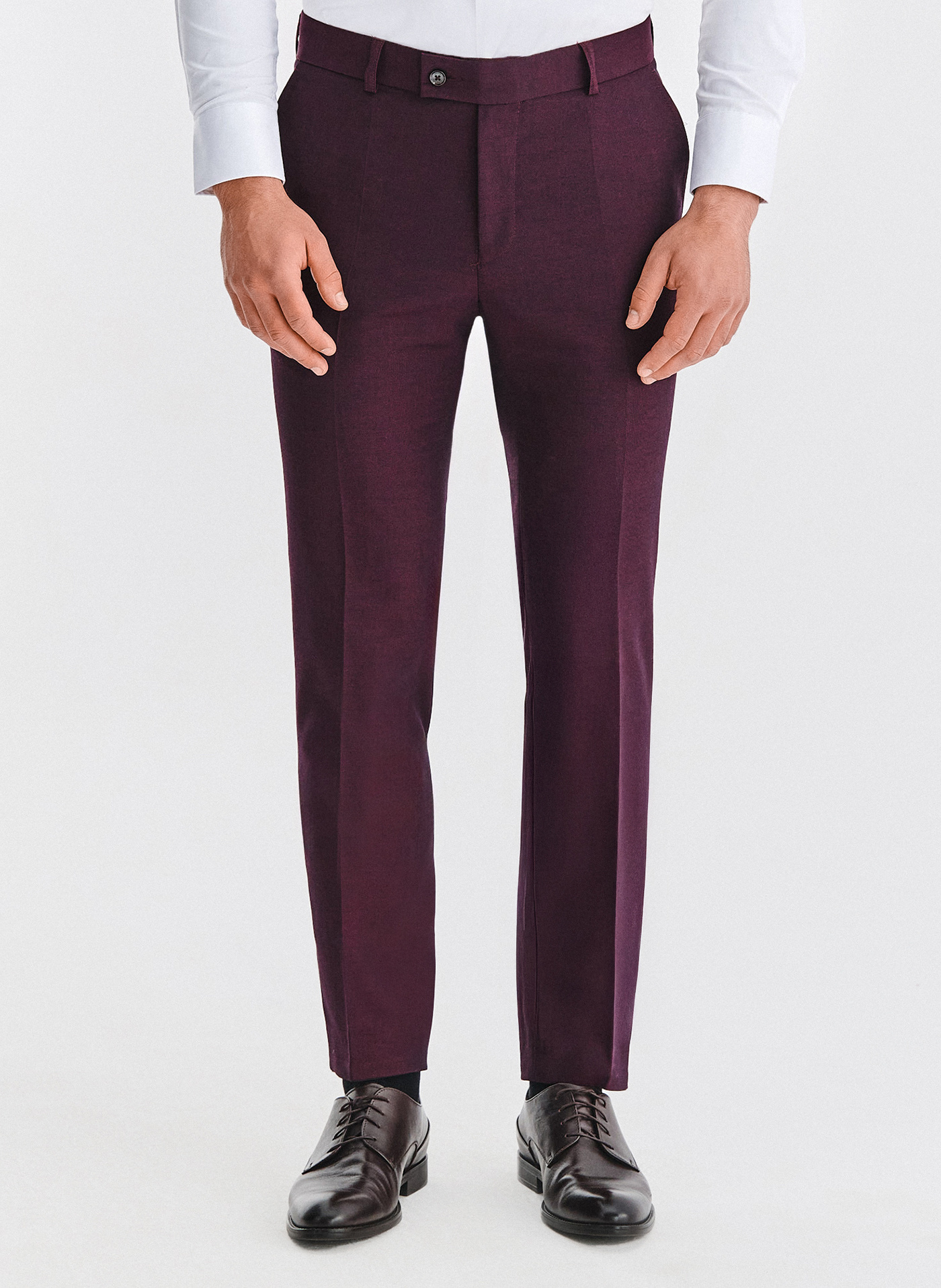 PAKO LORENTE – Bordowe spodnie garniturowe