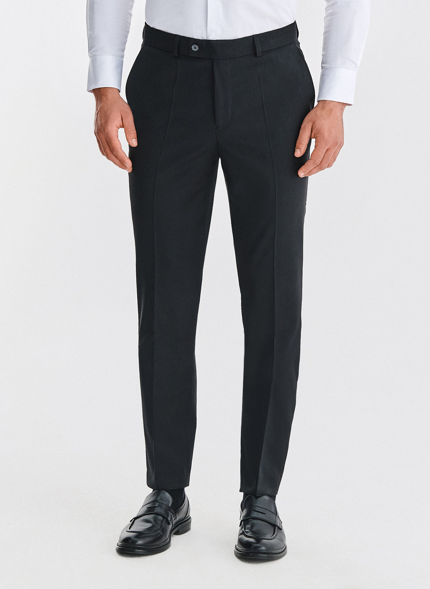 PAKO LORENTE - Wełniane czarne spodnie garniturowe