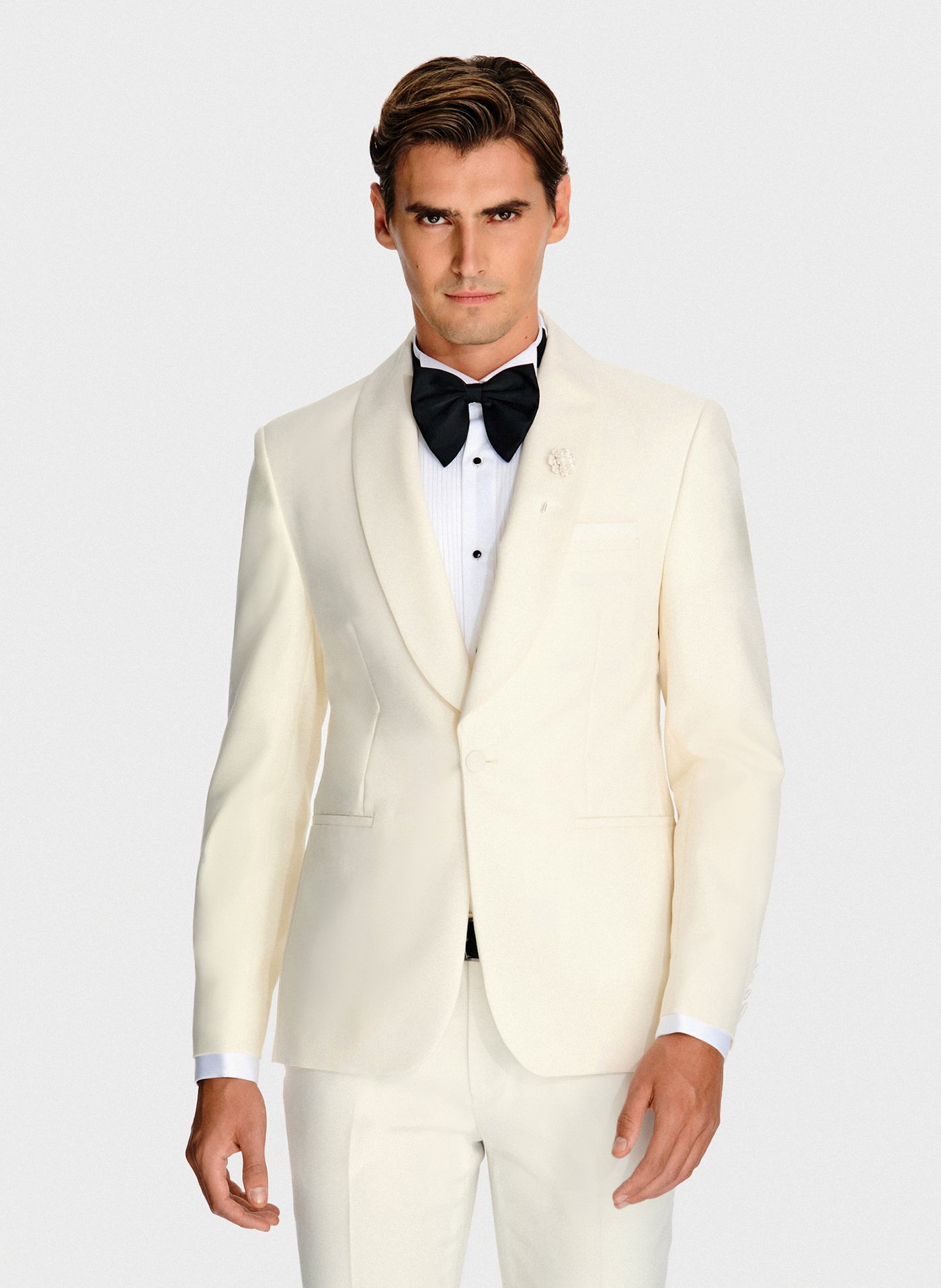 PAKO LORENTE - Wełniana beżowa marynarka smokingowa