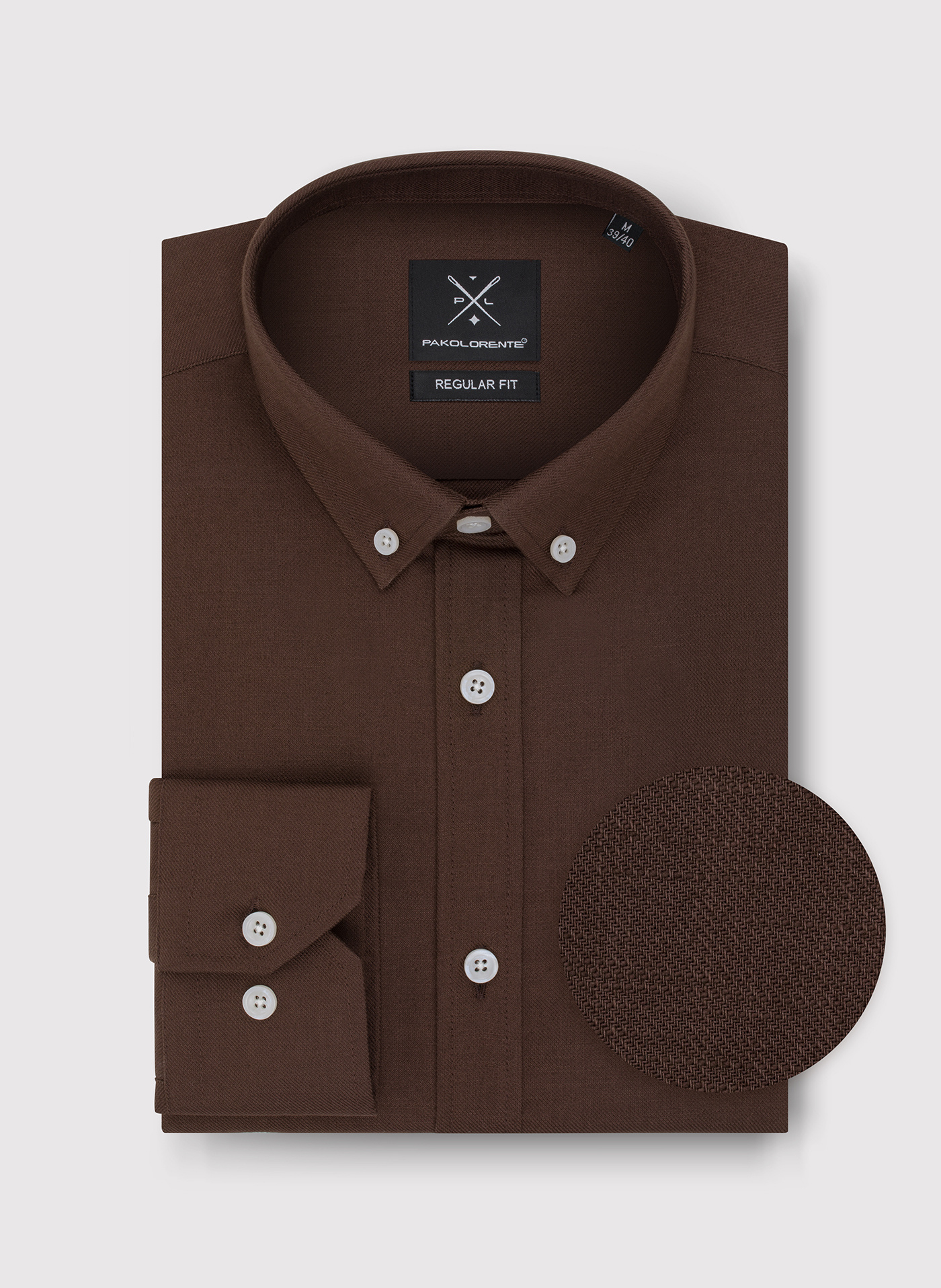 PAKO LORENTE – Brązowa bawełniana koszula męska