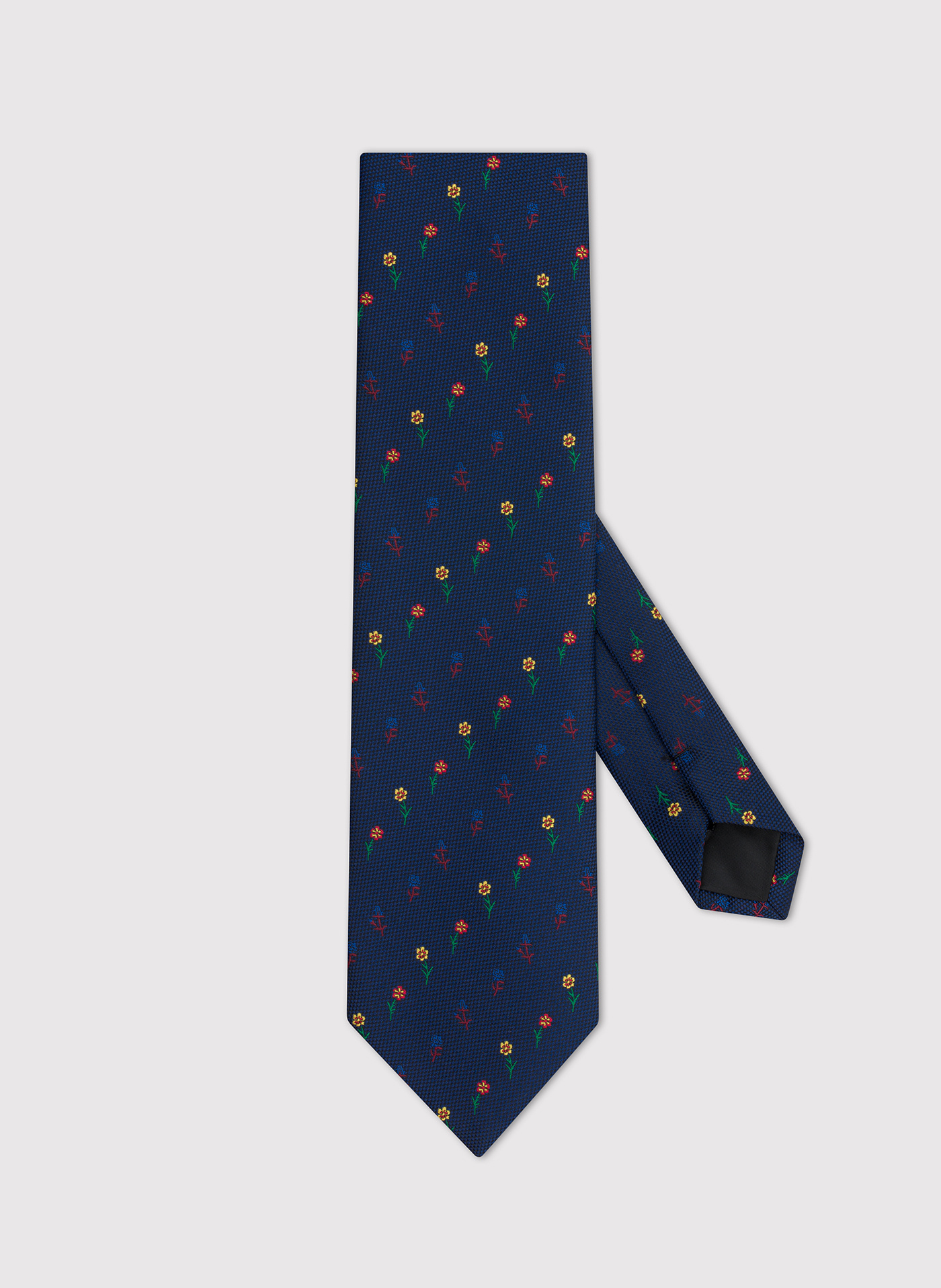 PAKO LORENTE – Granatowy krawat męski w kwiaty