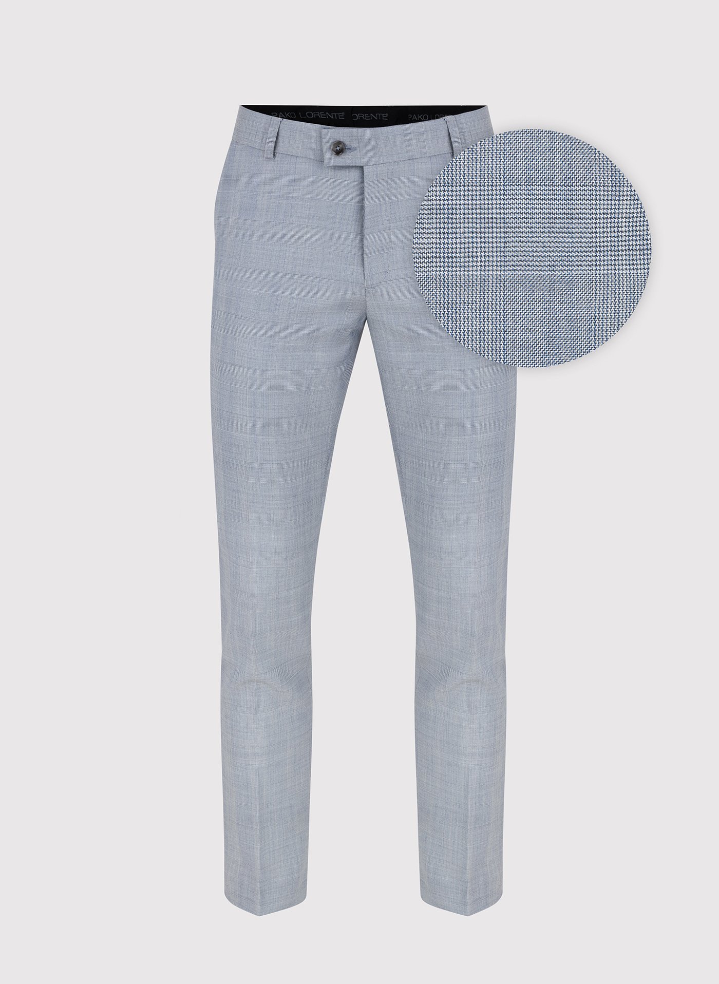 PAKO LORENTE – Niebieskie spodnie garniturowe w kraciasty deseń