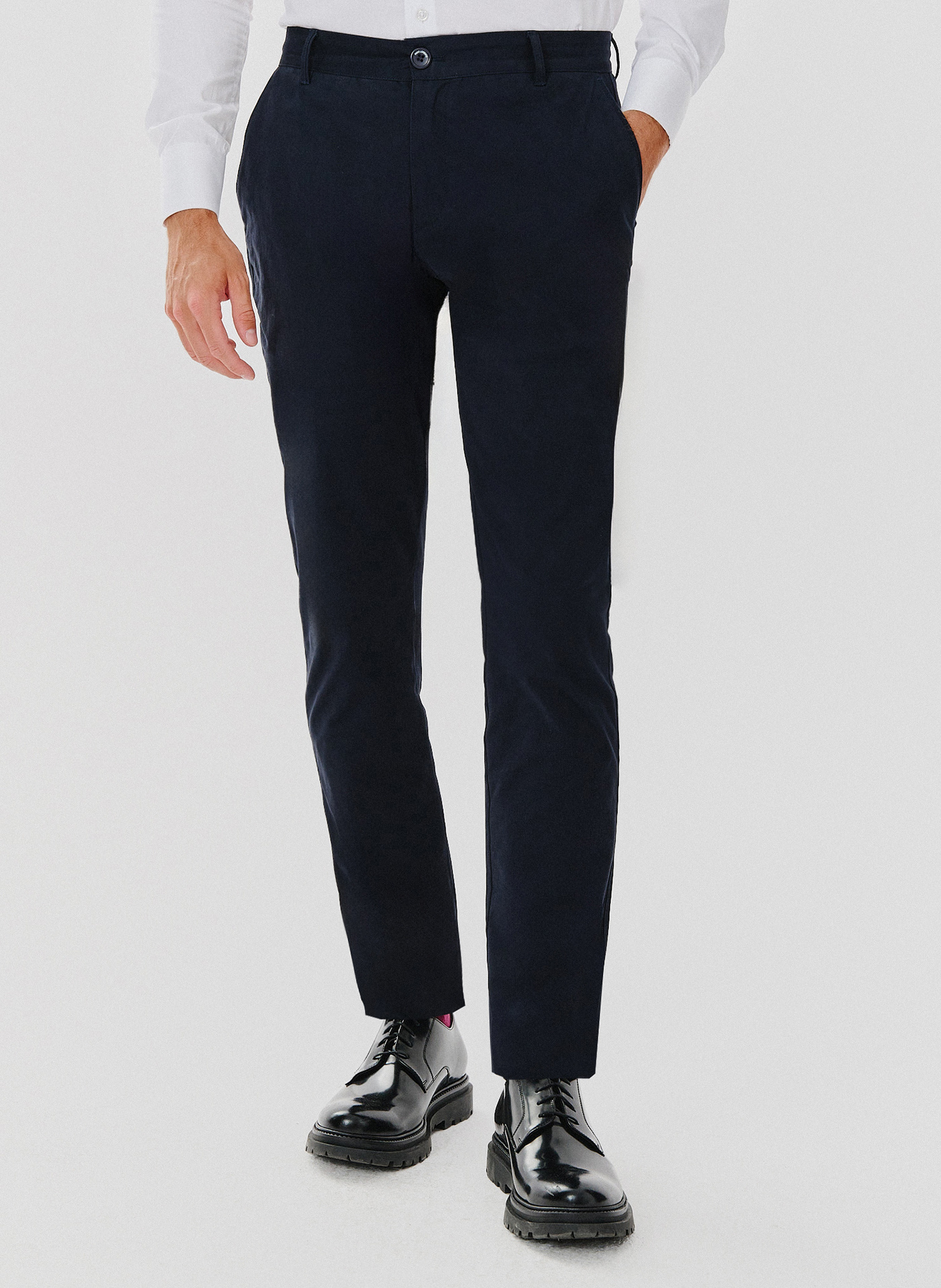 PAKO LORENTE – Gładkie spodnie męskie w kolorze granatowym