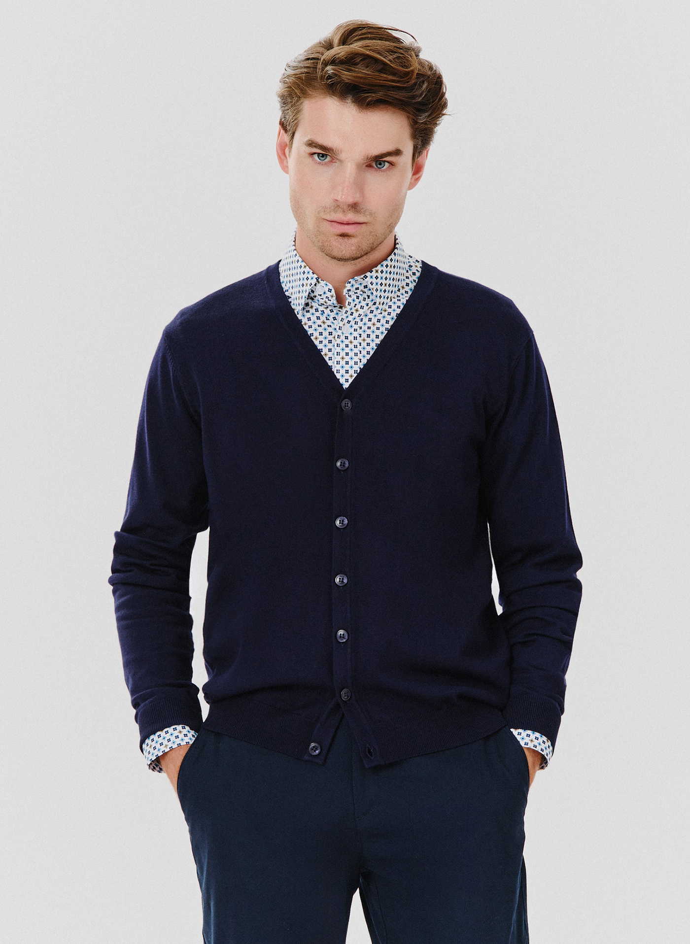 PAKO LORENTE – Męski kardigan w kolorze granatowym