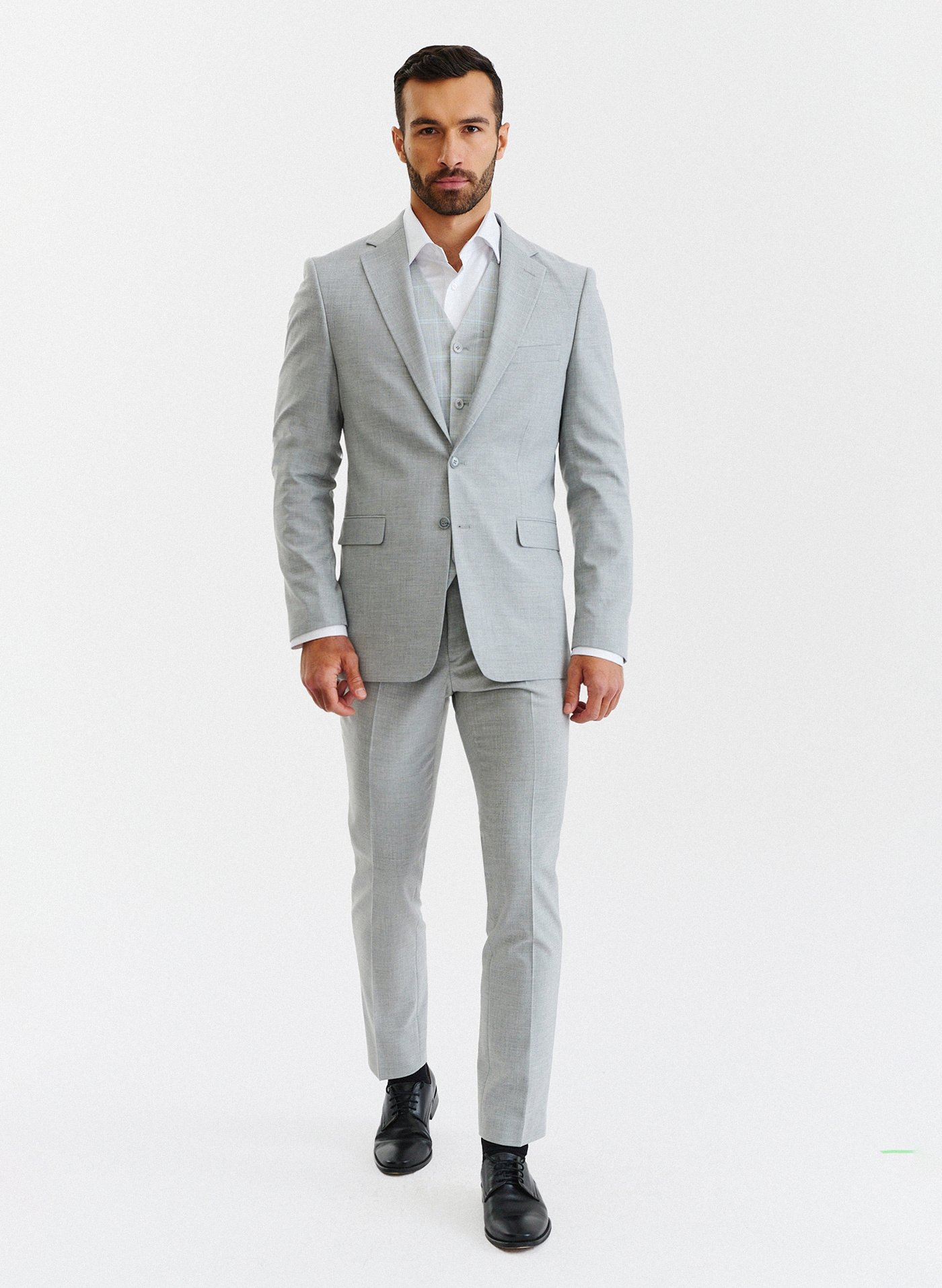 PAKO LORENTE – Męskie jasnoszare spodnie garniturowe