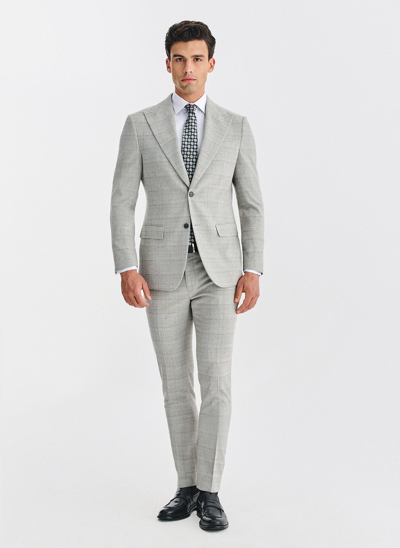 PAKO LORENTE – Szary garnitur męski w kratkę