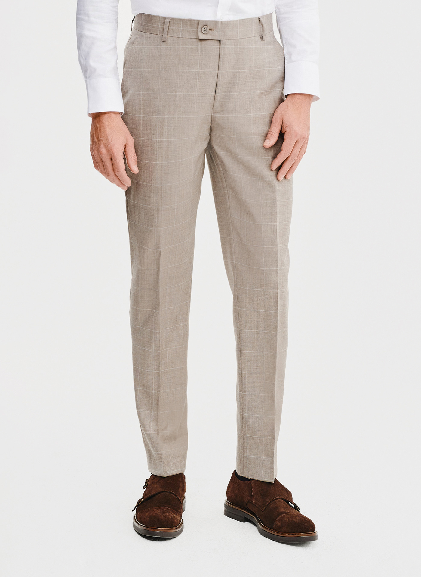 PAKO LORENTE – Garniturowe spodnie męskie w kratę