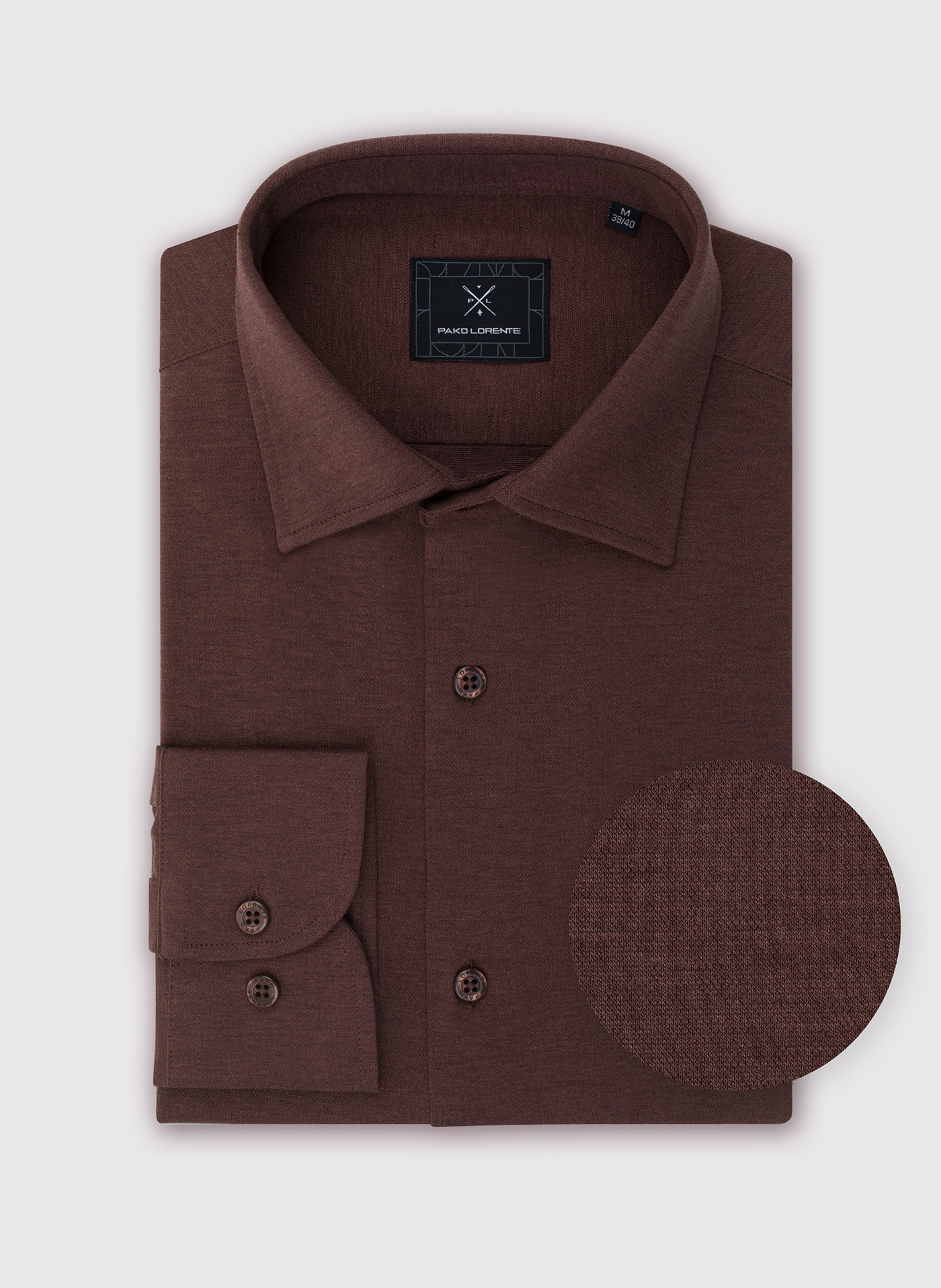 PAKO LORENTE – Ciemna brązowa bawełniana koszula męska
