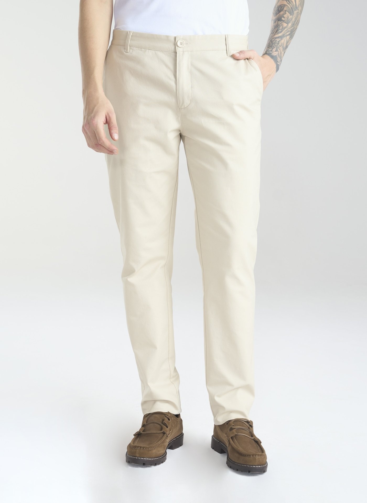 PAKO LORENTE – Beżowe męskie spodnie chino P24SF-WX-004-E-0 - Pako Lorente