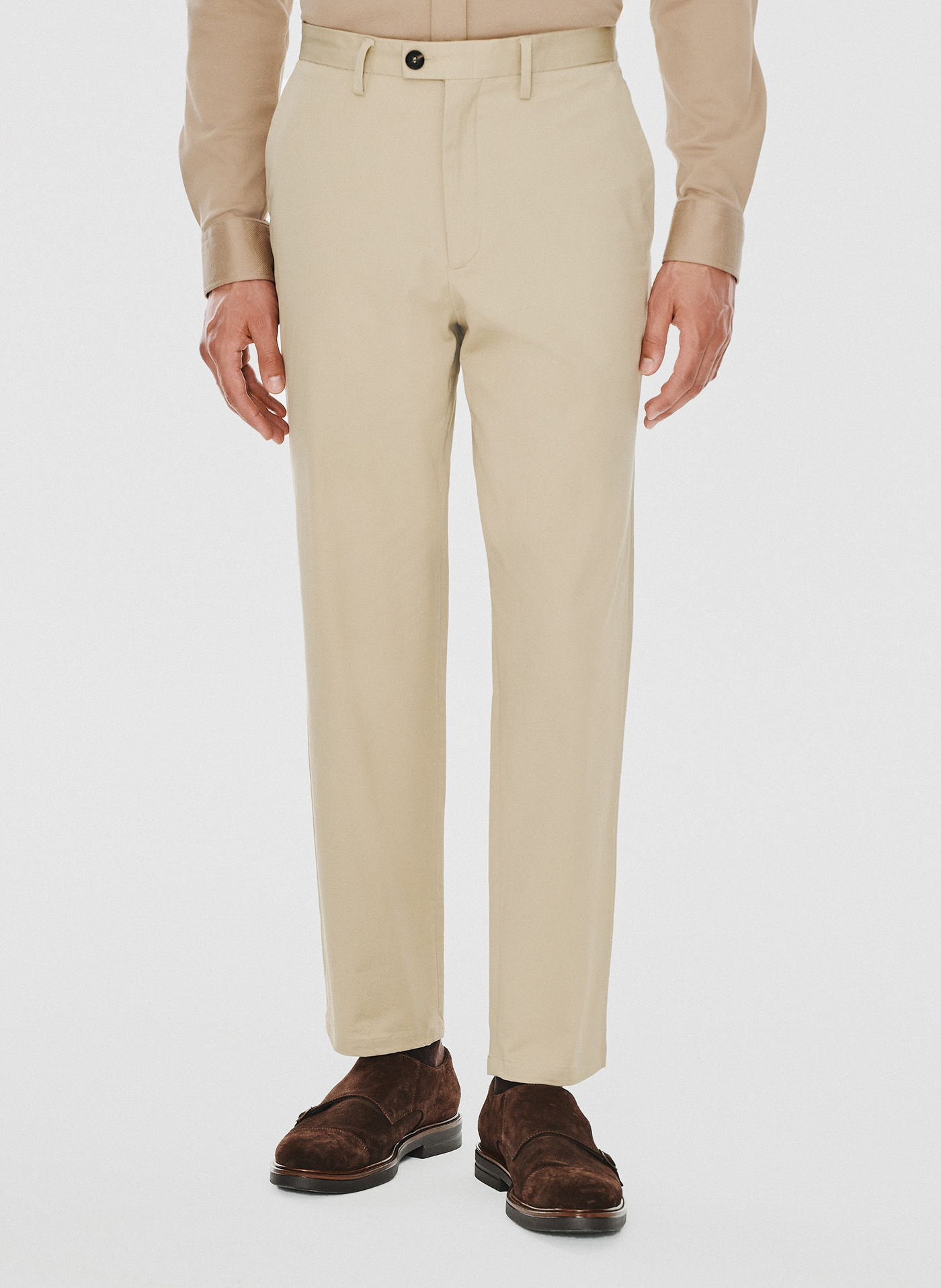 PAKO LORENTE – Beżowe spodnie męskie o kroju carrot