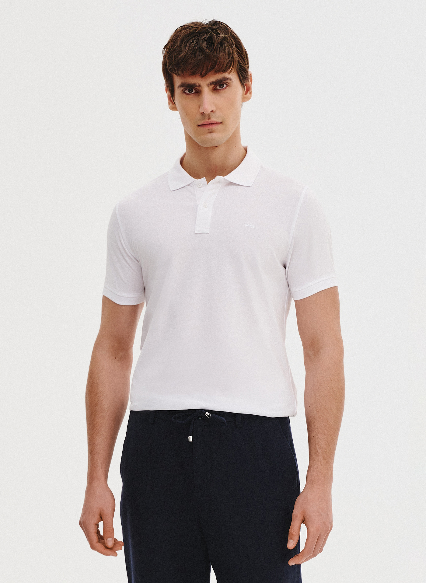 PAKO LORENTE - Biały gładki t-shirt polo