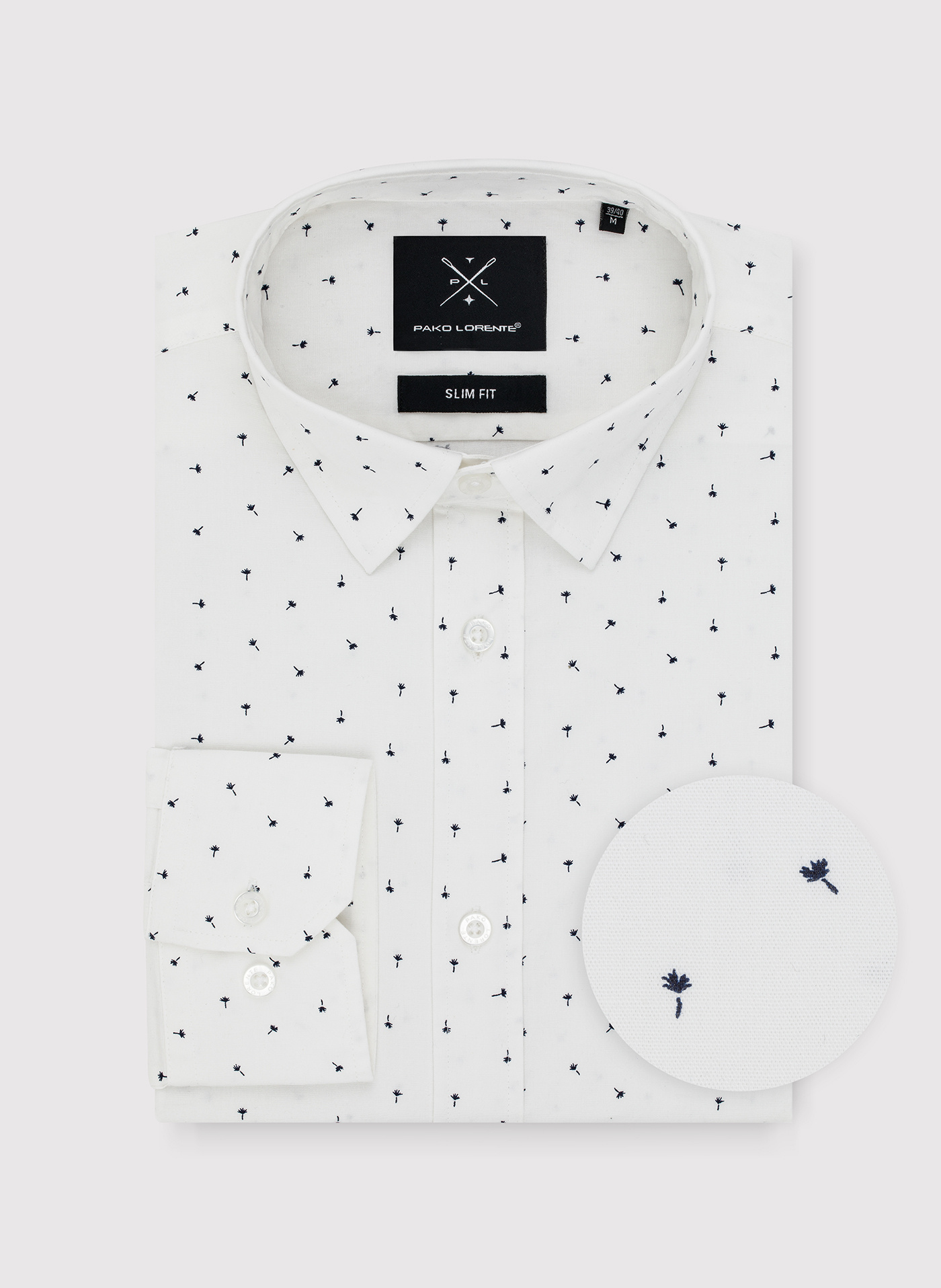 PAKO LORENTE – Biała koszula męska w mikrowzór
