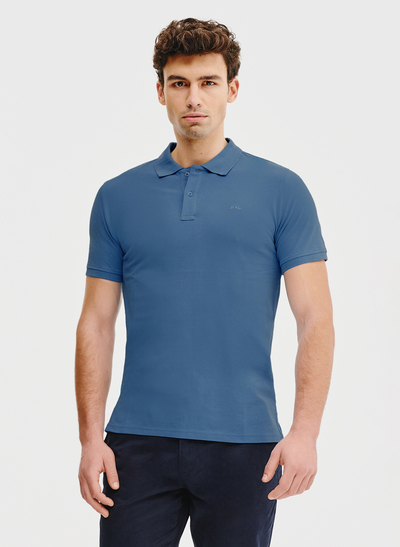 PAKO LORENTE – Gładki t-shirt polo w niebieskim kolorze