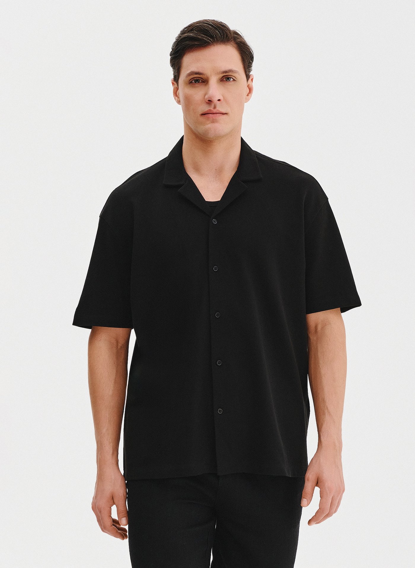 PAKO LORENTE - Koszula męska w kolorze czarnym z krótkim rękawem