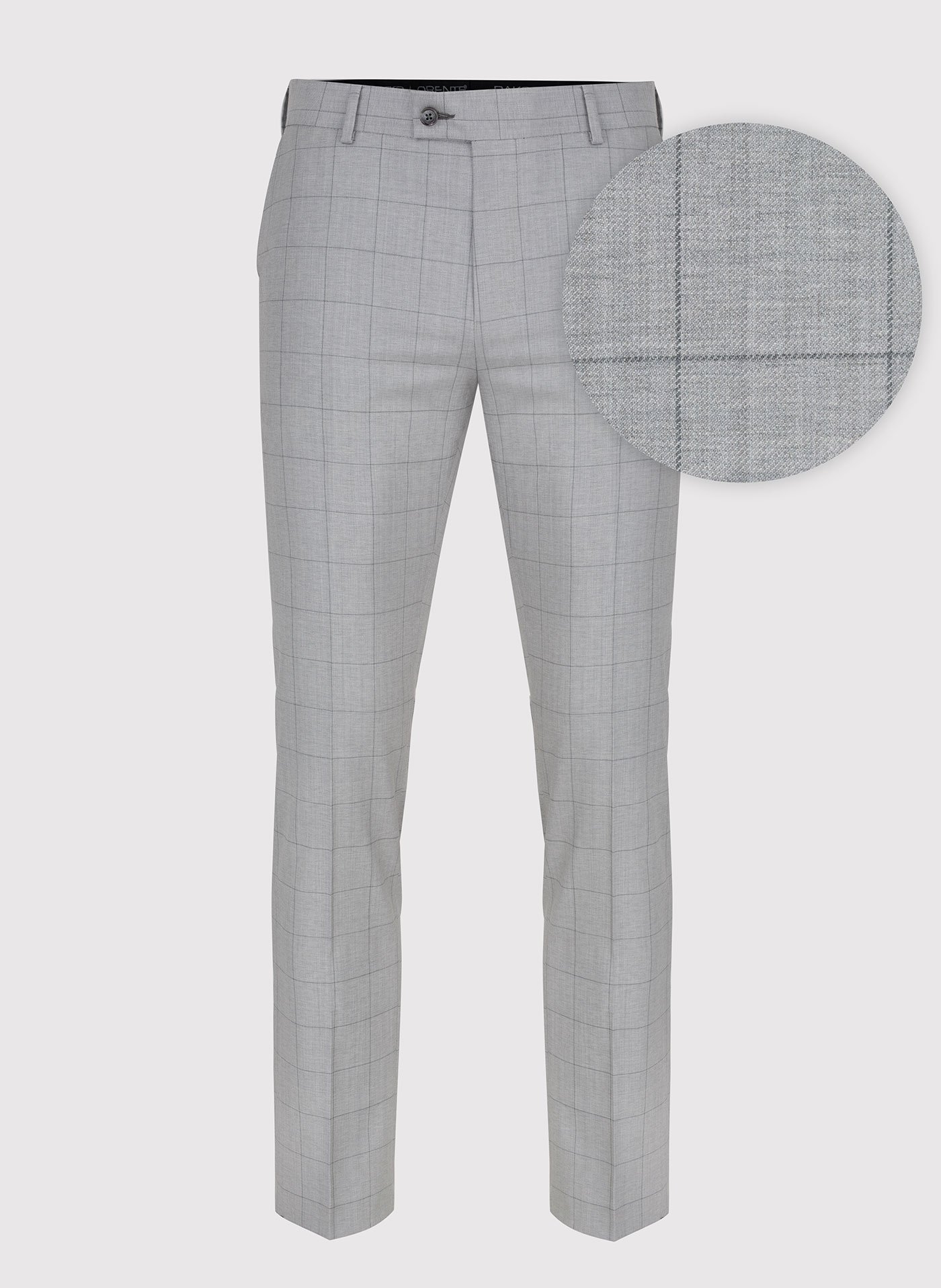 PAKO LORENTE – Szare wełniane spodnie garniturowe w kratę