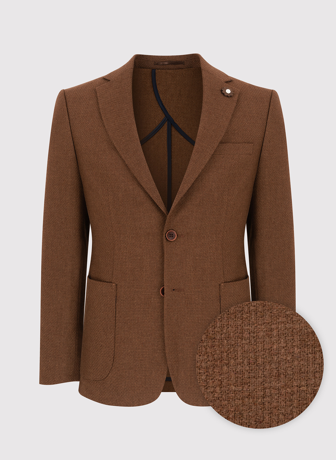 PAKO LORENTE – Brązowa marynarka casualowa o widocznej fakturze