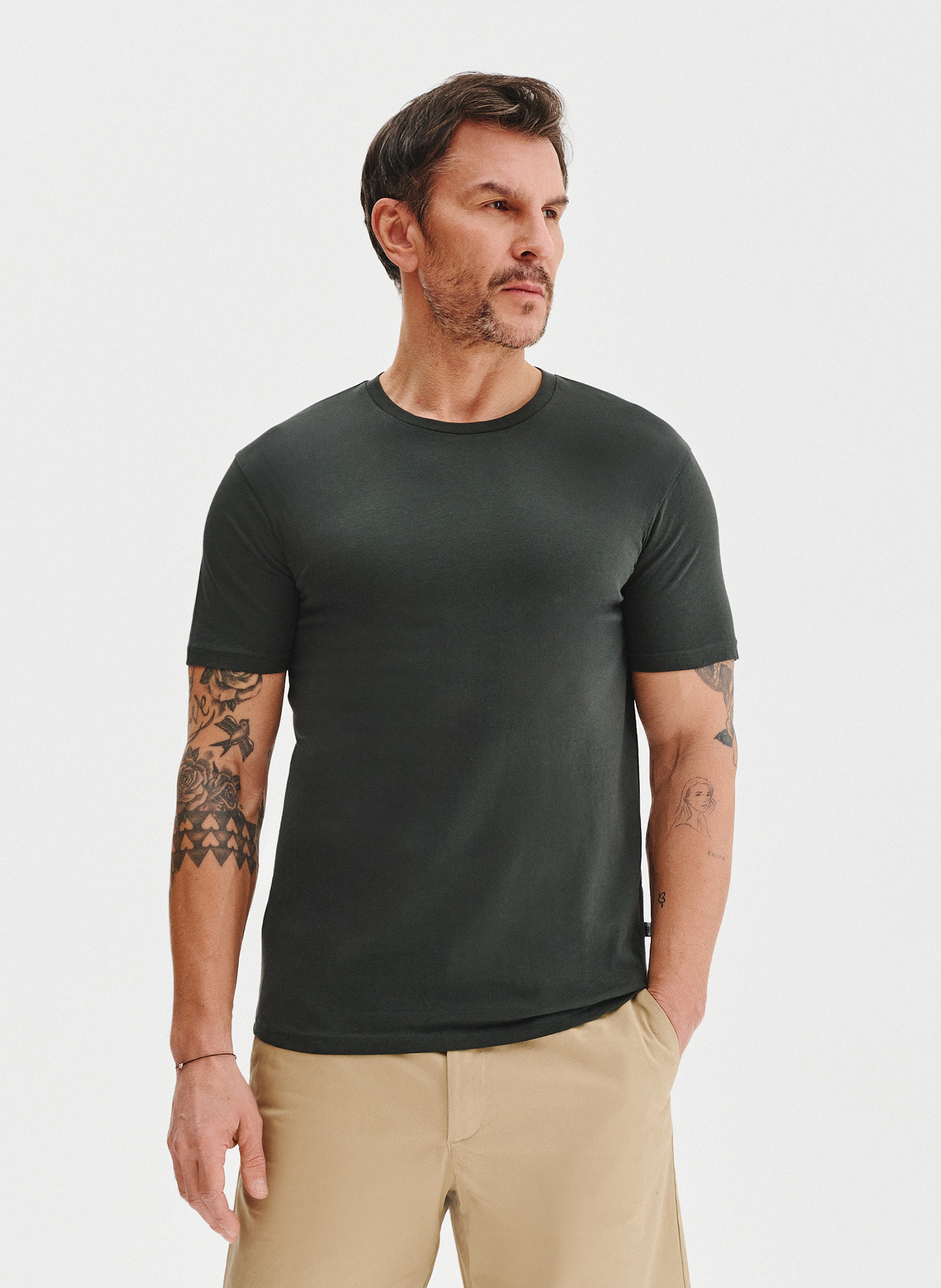 PAKO LORENTE – Bawełniany oliwkowy t-shirt