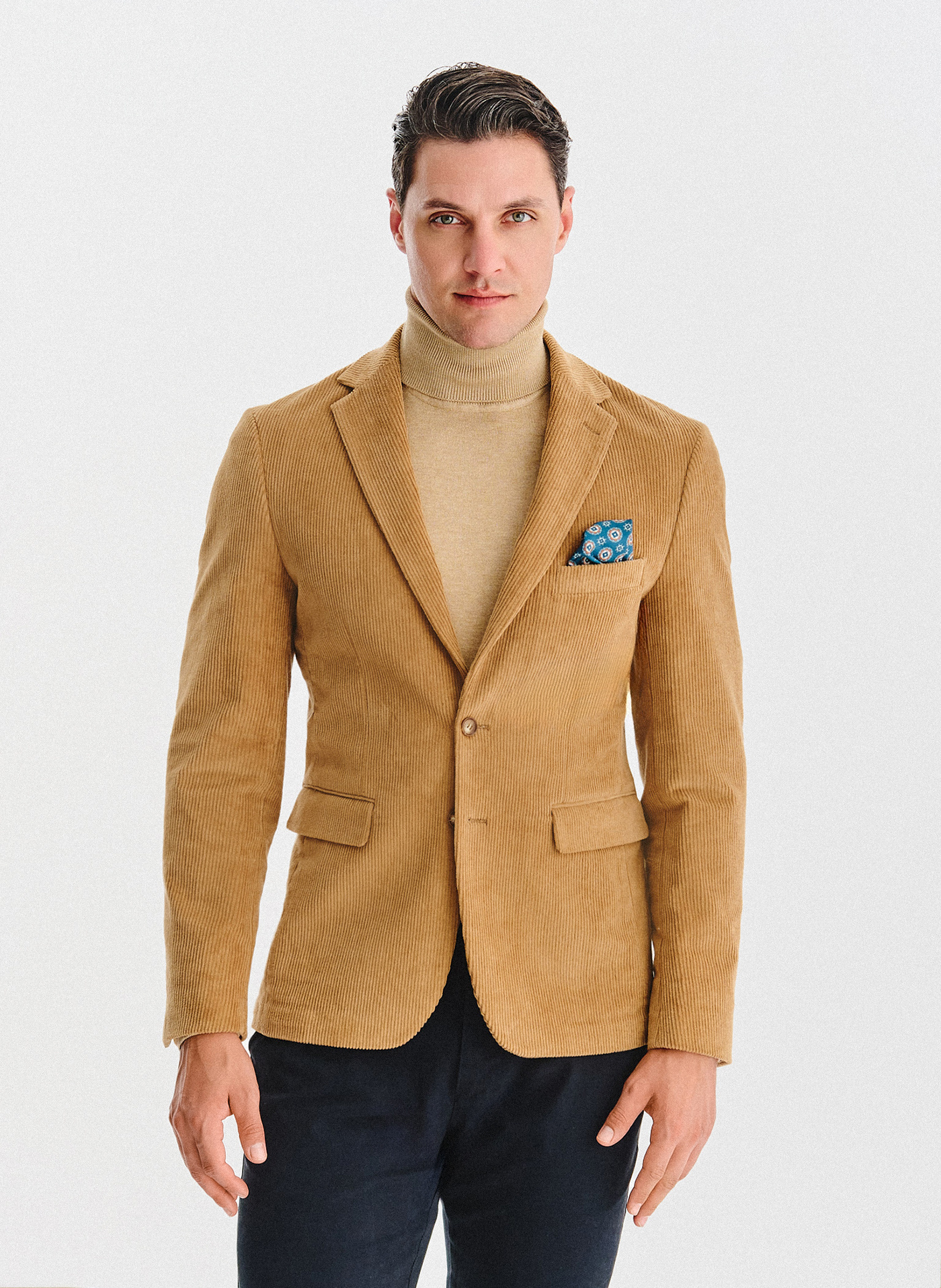 PAKO LORENTE - Beżowa sztruksowa marynarka męska