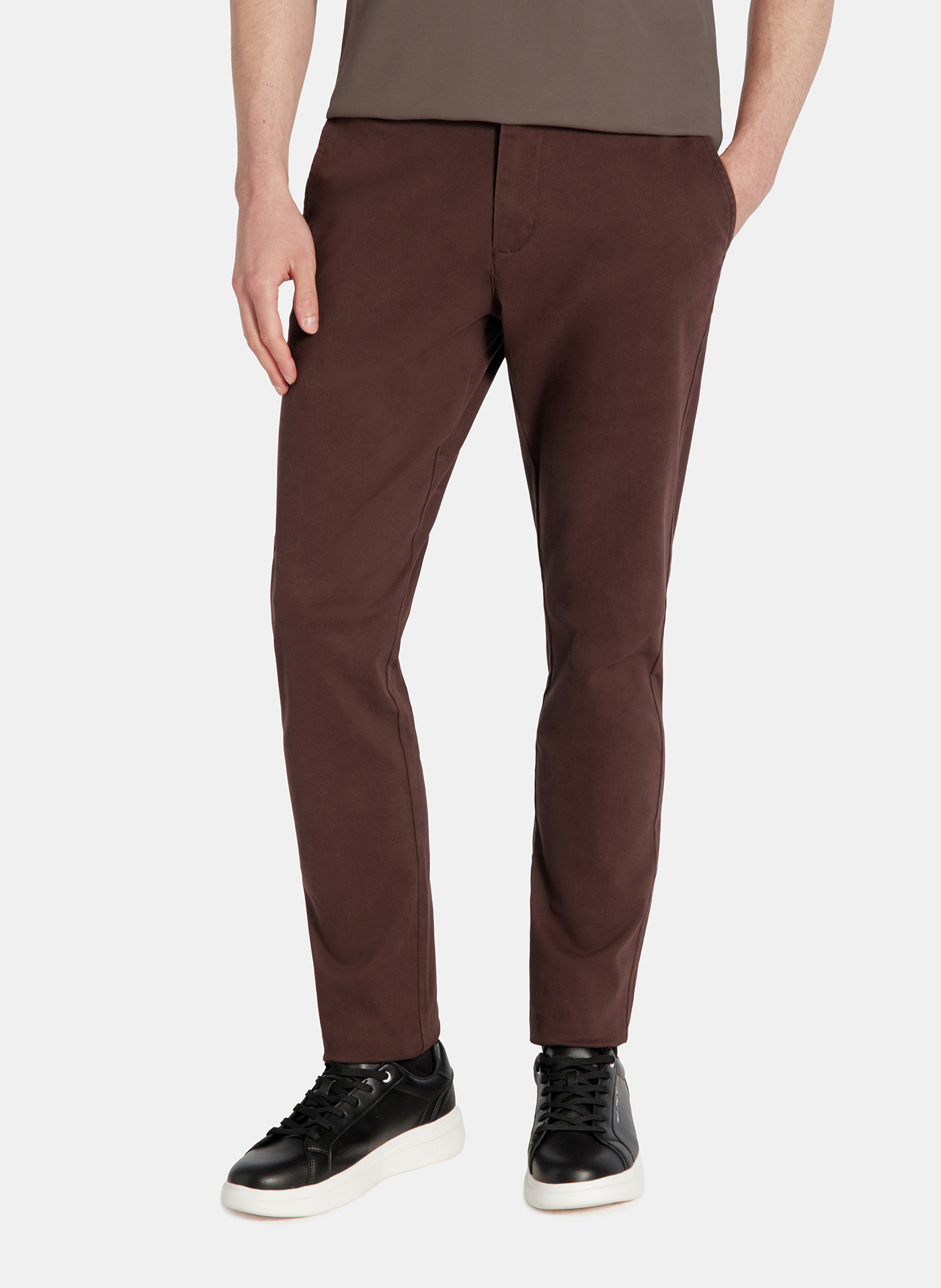 PAKO LORENTE - Brązowe spodnie chino z bawełną