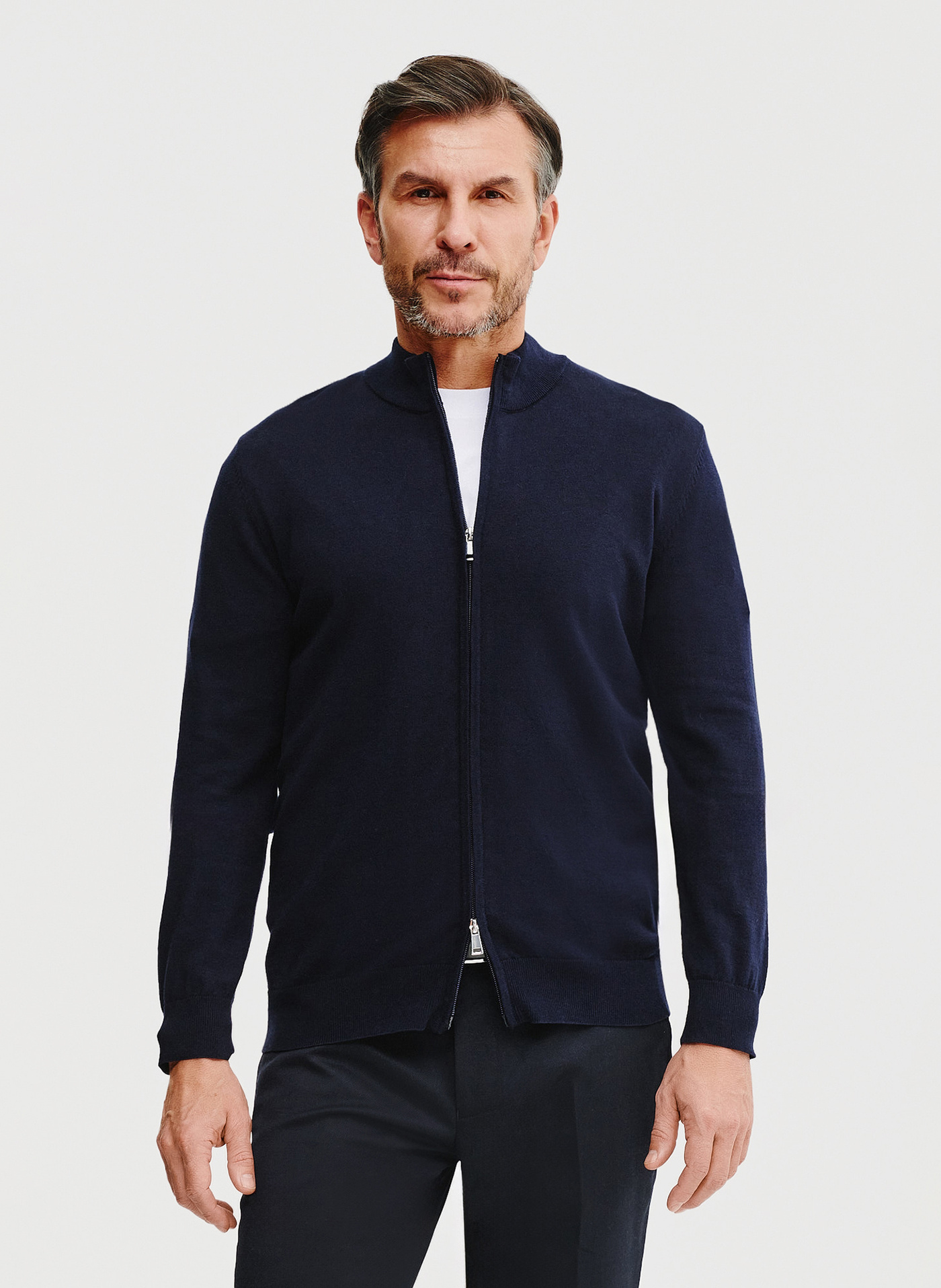 PAKO LORENTE – Sweter męski rozpinany w kolorze granatowym