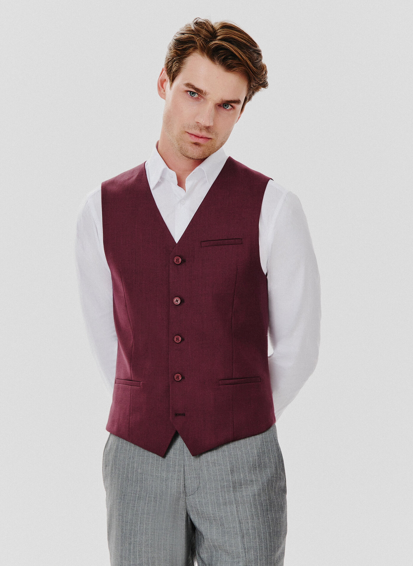 PAKO LORENTE – Gładka jednorzędowa kamizelka męska